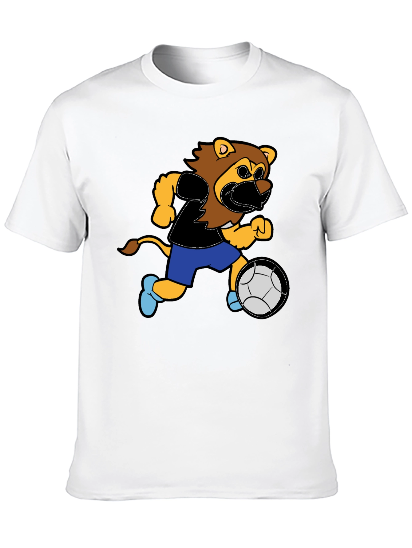 Lion Soccer T-Shirt - Fun Cartoon Design