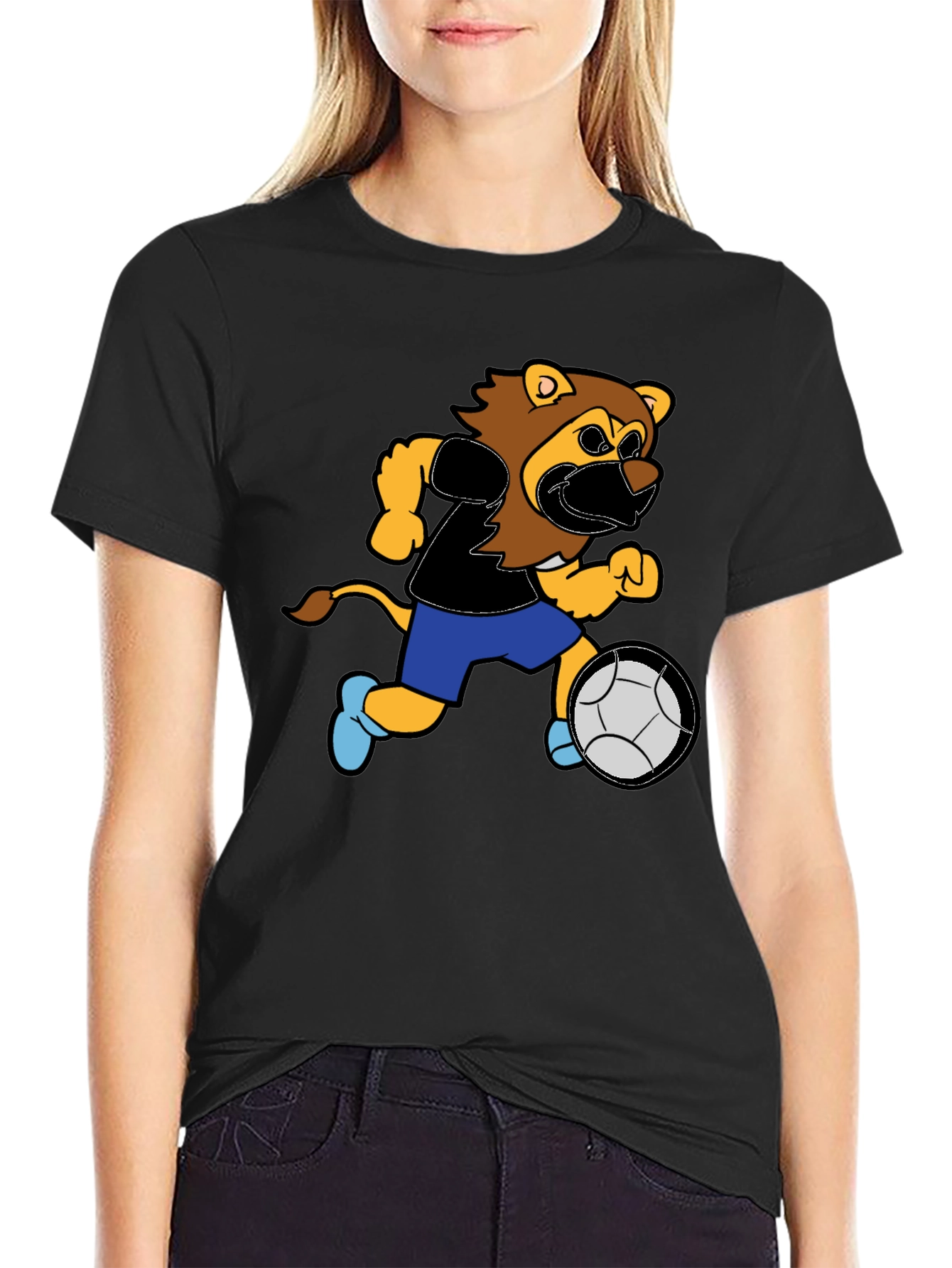 Lion Soccer T-Shirt - Fun Cartoon Design