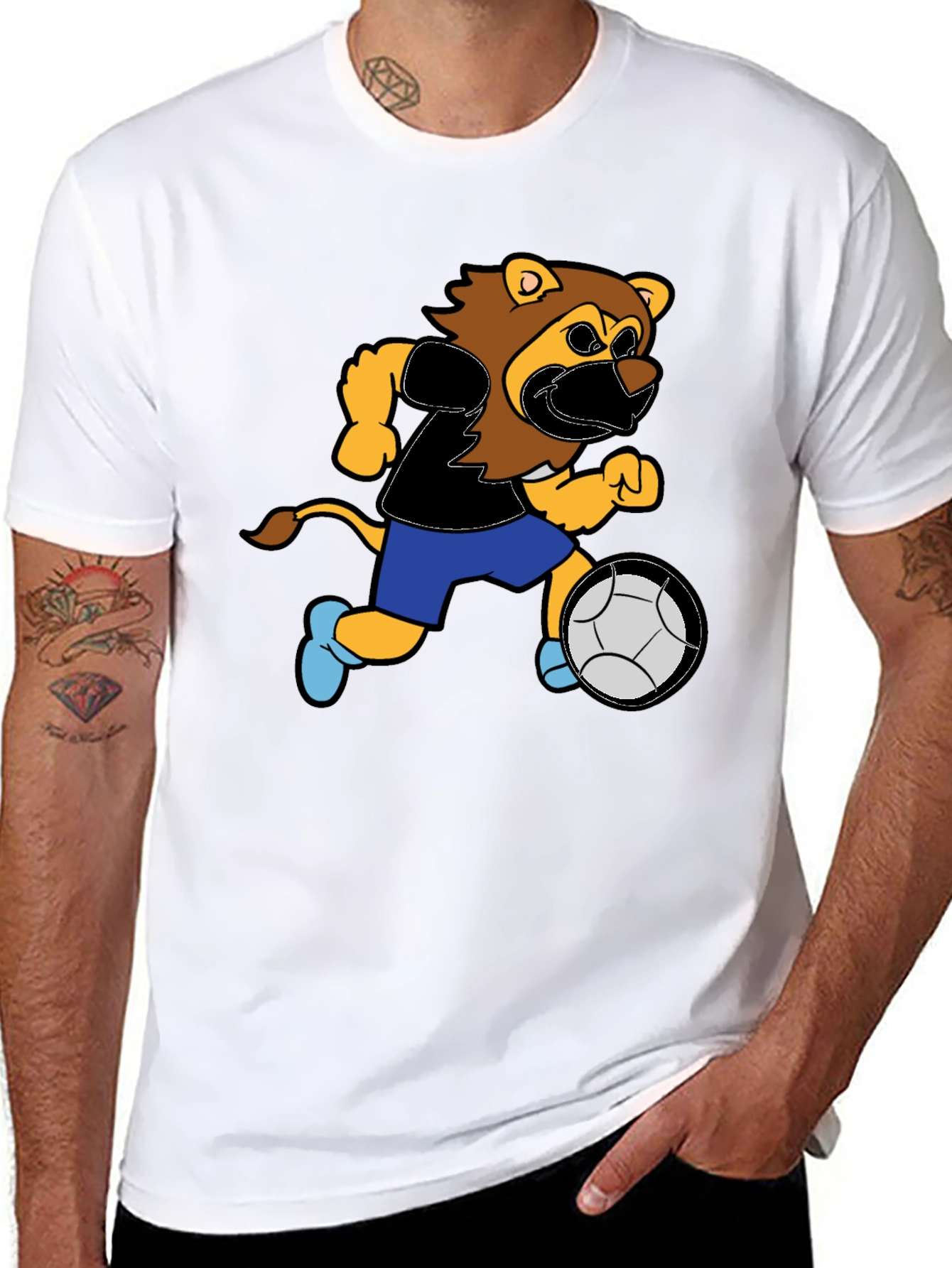 Lion Soccer T-Shirt - Fun Cartoon Design