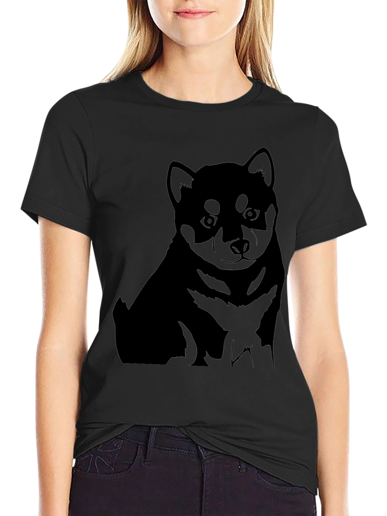 Black Shiba Inu Puppy Graphic Tee