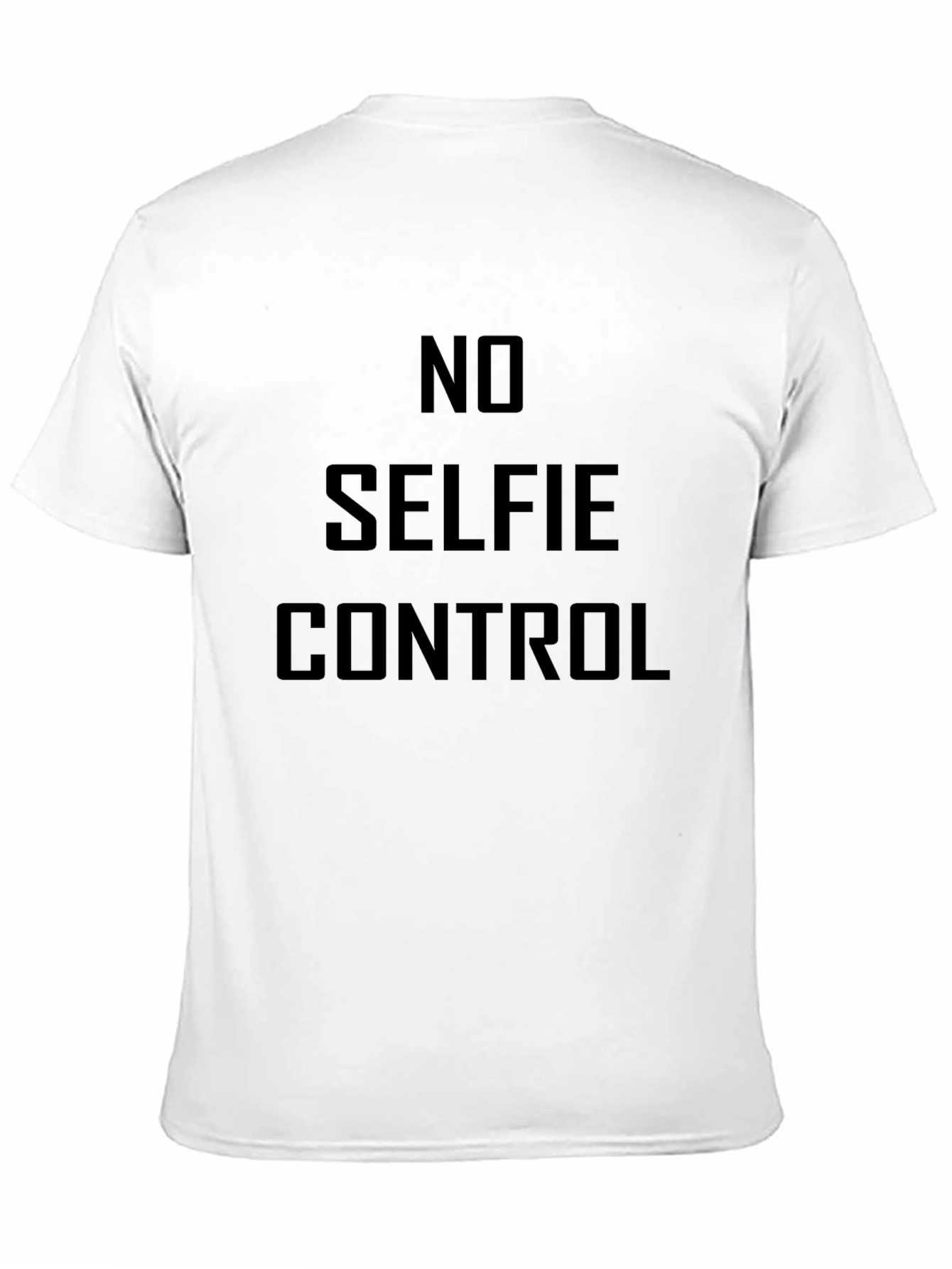 No Selfie Control Black Graphic Tee for Men