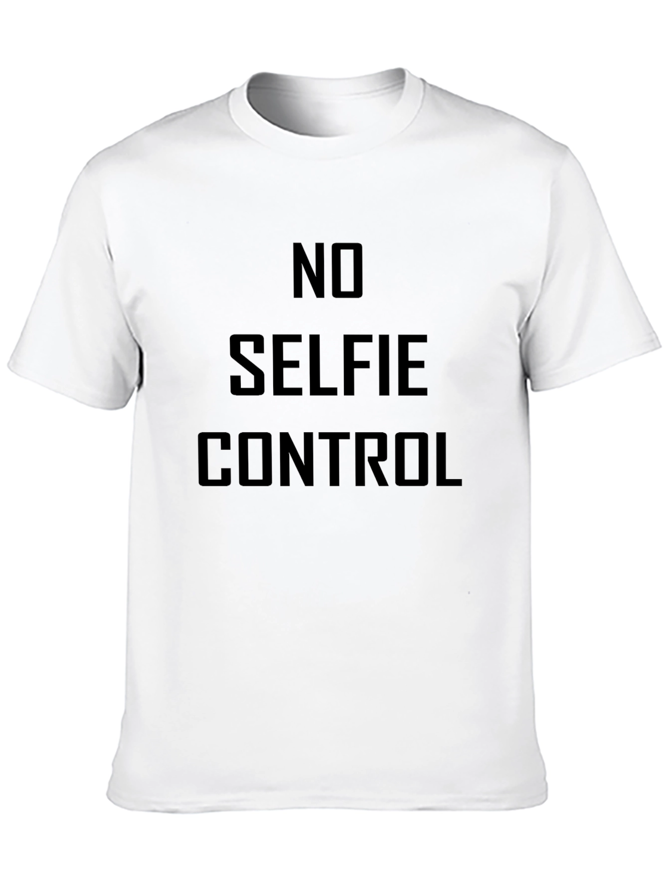 No Selfie Control Black Graphic Tee for Men