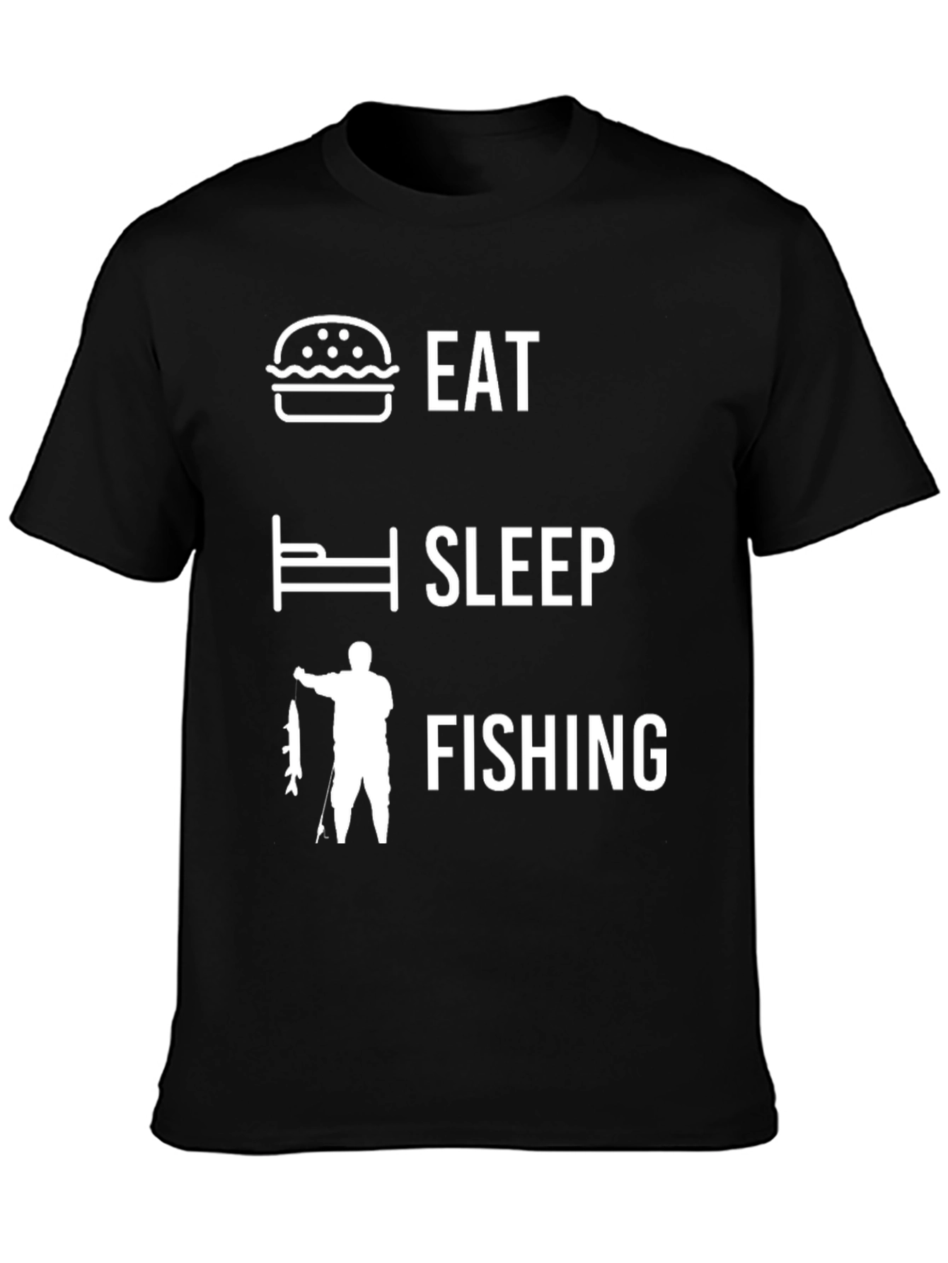 Eat Sleep Fishing Black Graphic T-Shirt