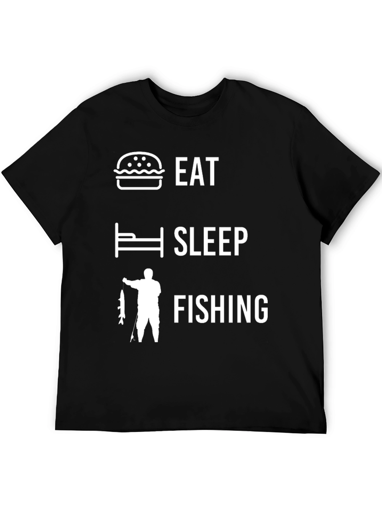 Eat Sleep Fishing Black Graphic T-Shirt