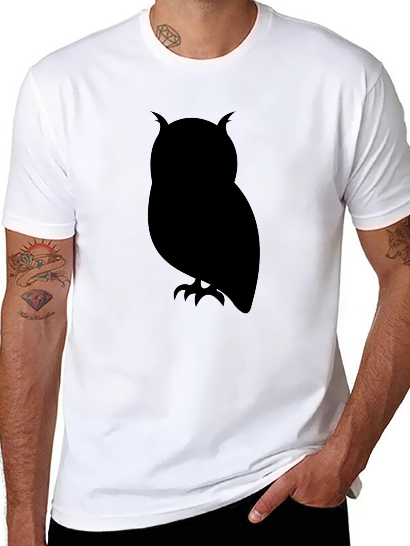 Owl Silhouette Graphic Tee - Mens Black T-Shirt