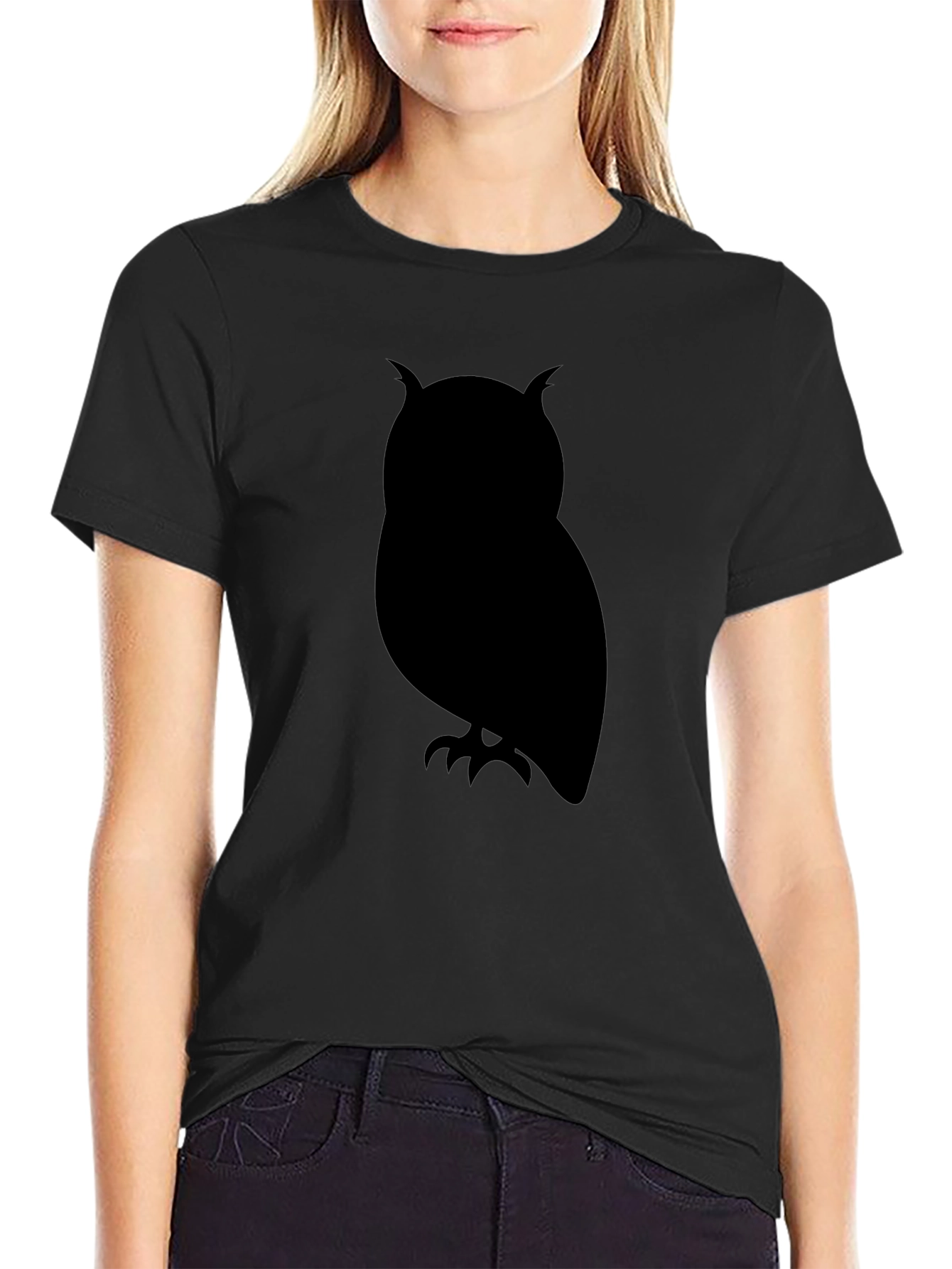 Owl Silhouette Graphic Tee - Mens Black T-Shirt
