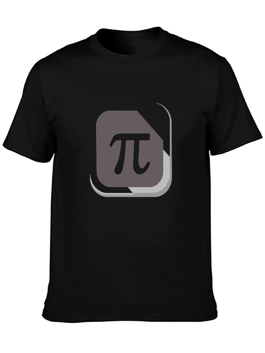 Pi Symbol Graphic T-Shirt - Black Cotton Tee