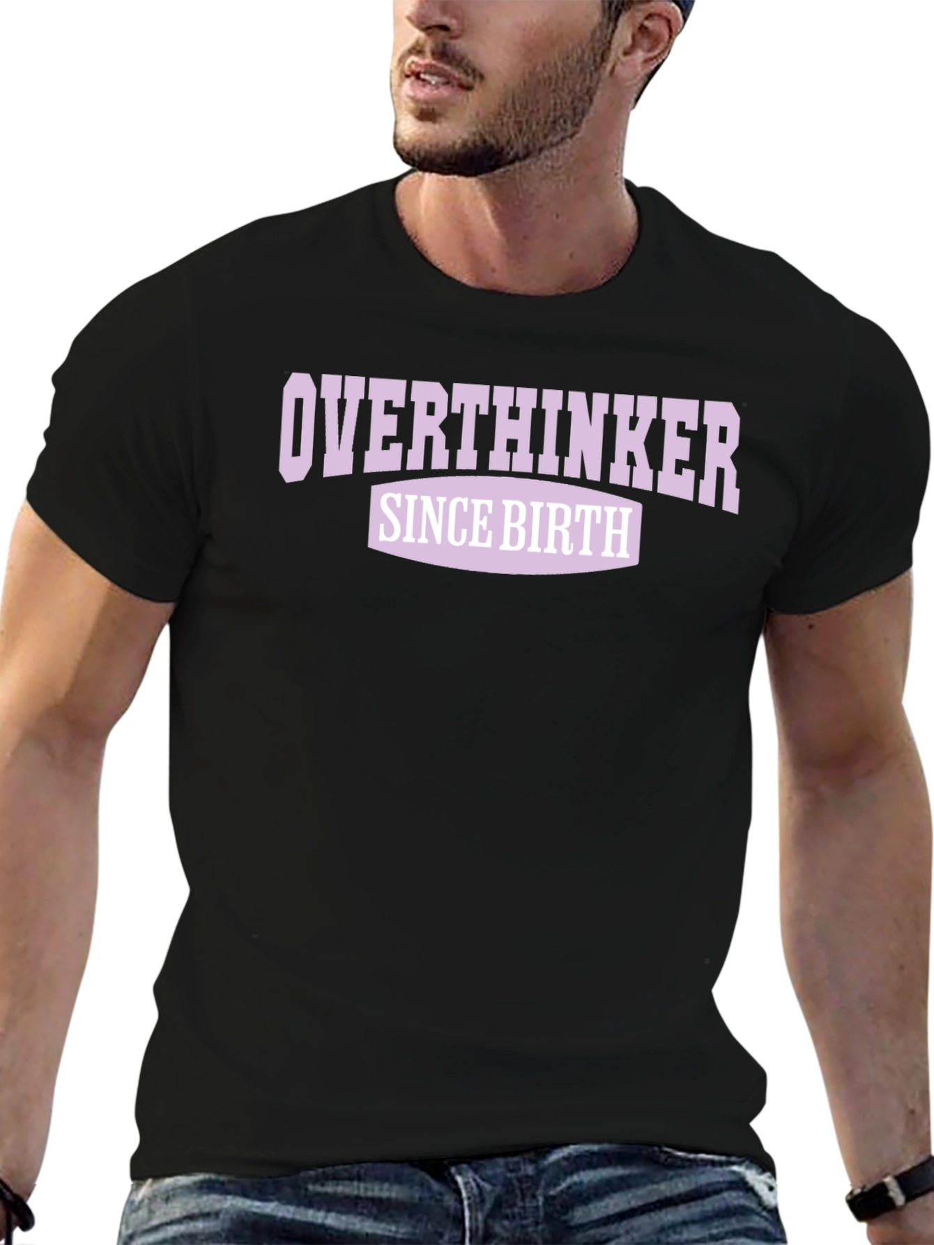 Overthinker Since Birth Graphic Tee - Black