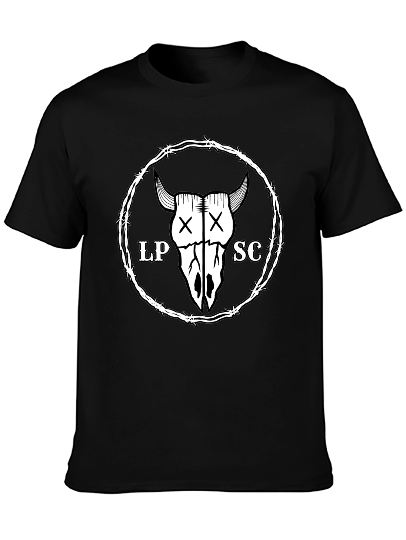 Graphic Tee - Bull Skull & Barbed Wire Design
