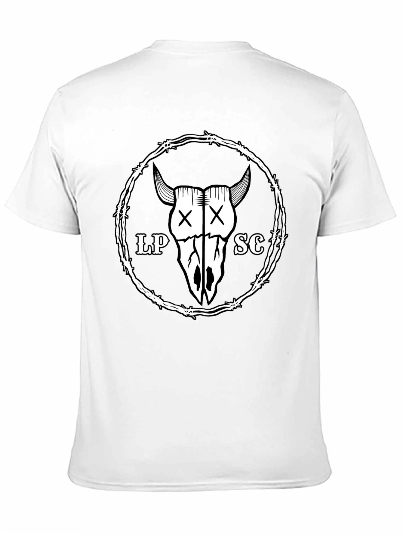 Graphic Tee - Bull Skull & Barbed Wire Design