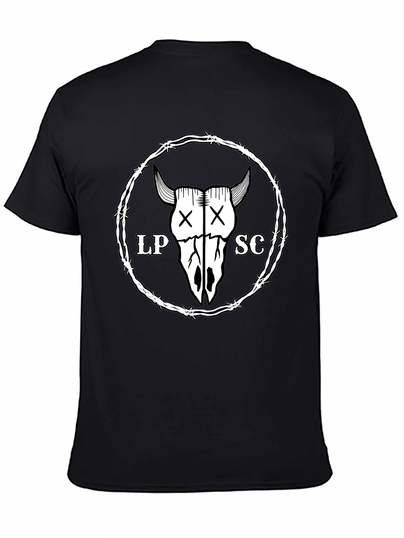 Graphic Tee - Bull Skull & Barbed Wire Design