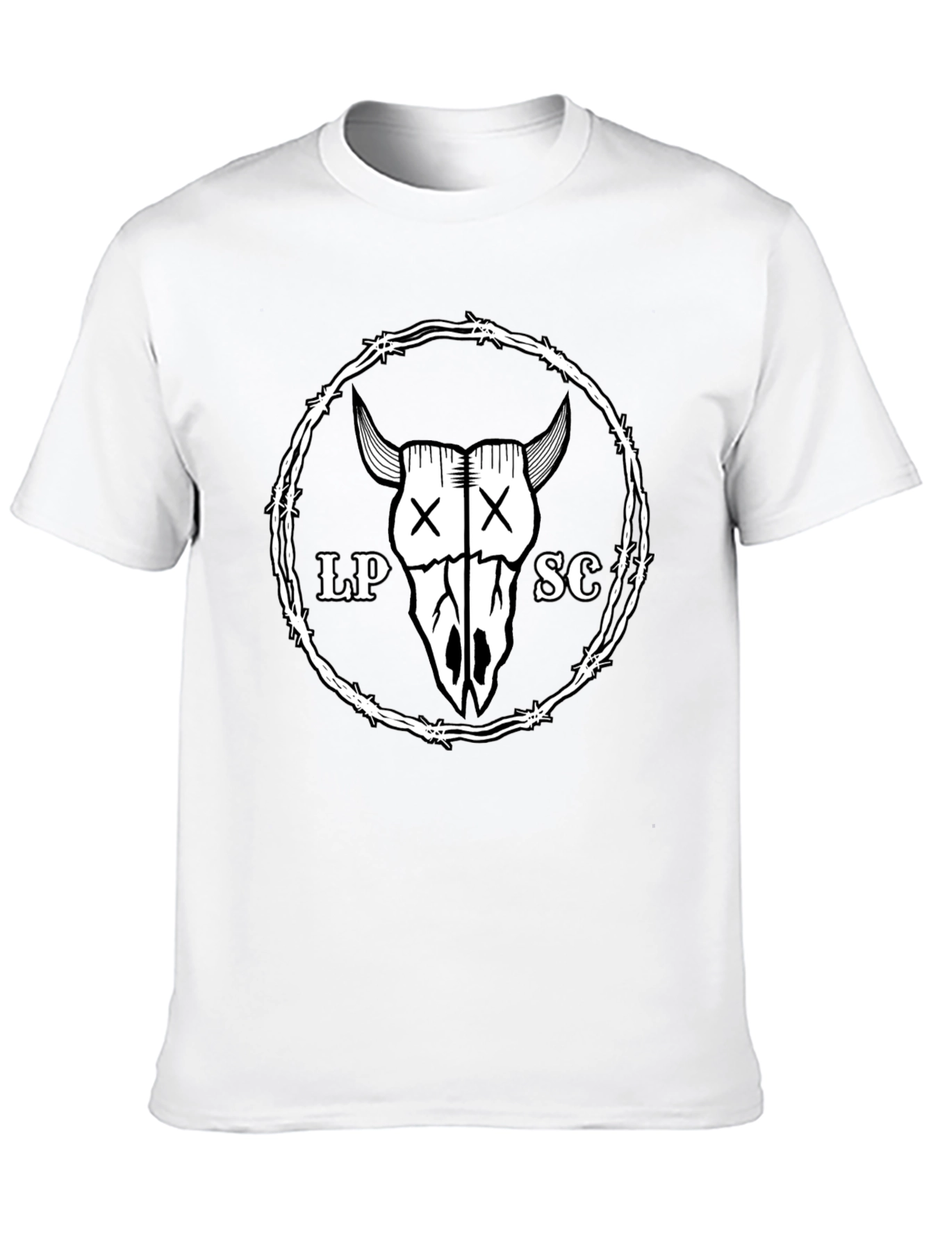 Graphic Tee - Bull Skull & Barbed Wire Design