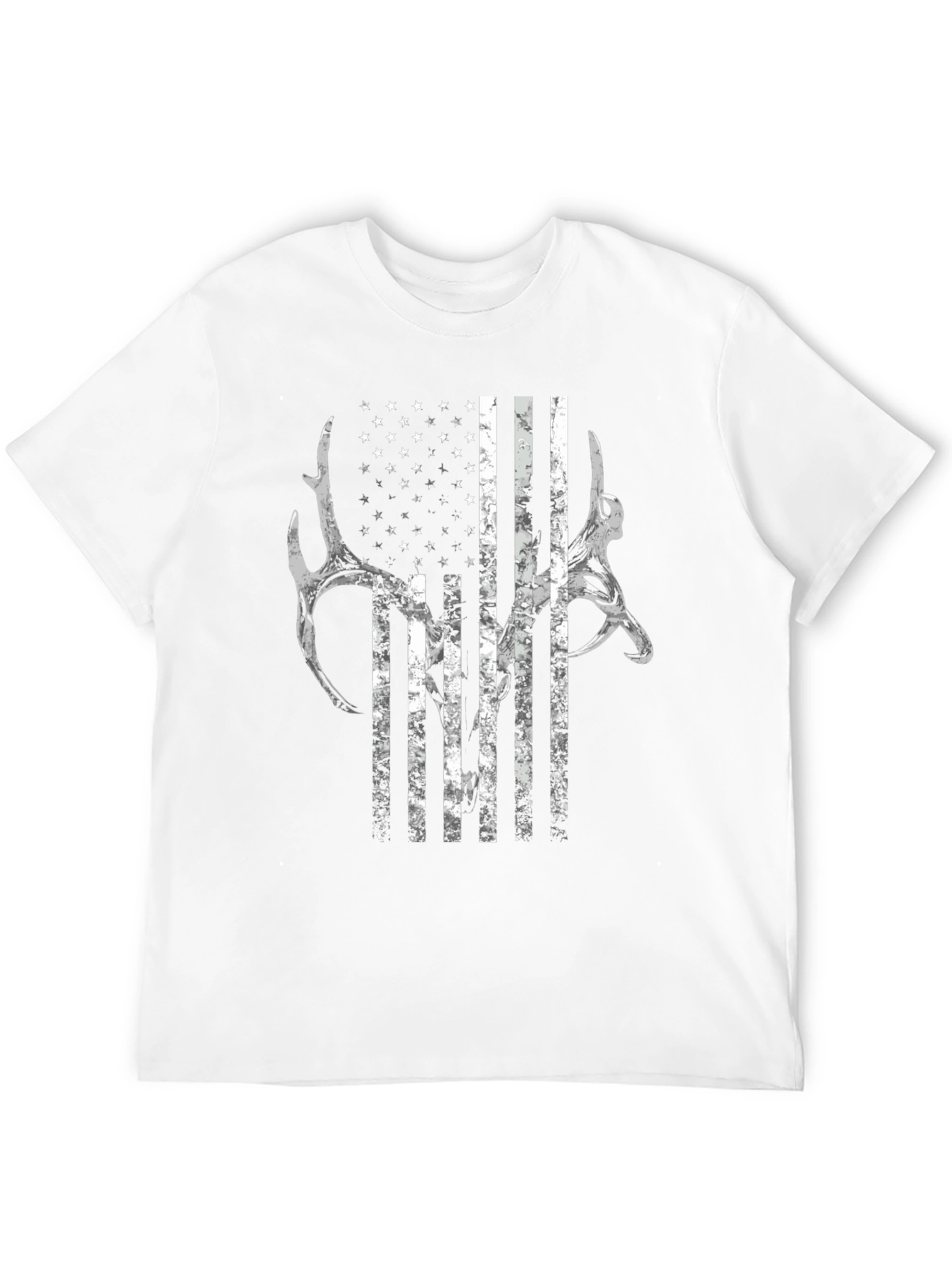 American Flag Deer Antler Graphic T-Shirt