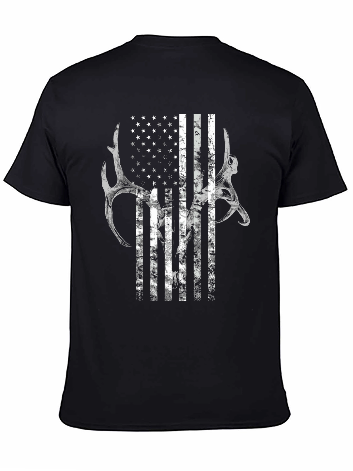 American Flag Deer Antler Graphic T-Shirt