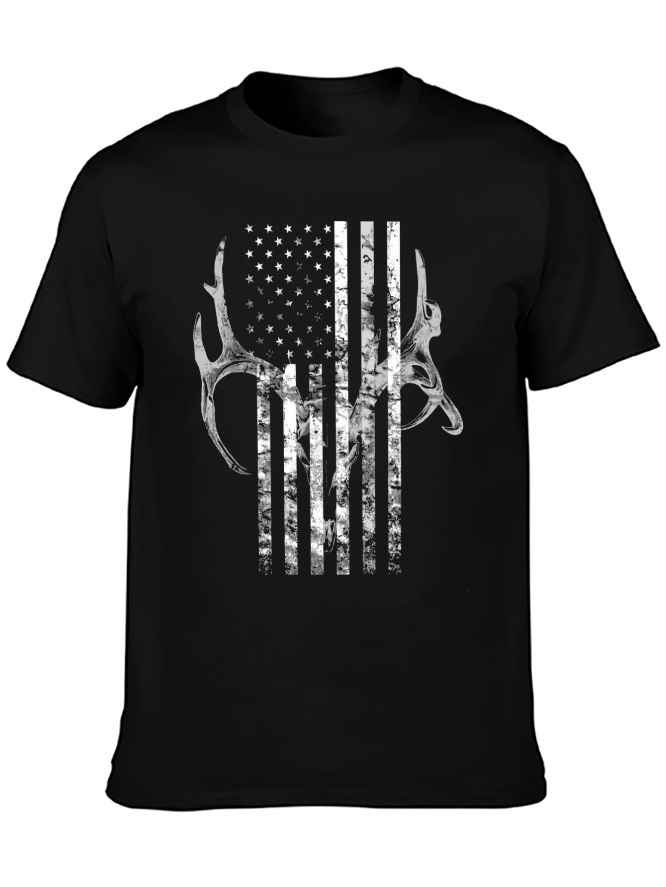 American Flag Deer Antler Graphic T-Shirt