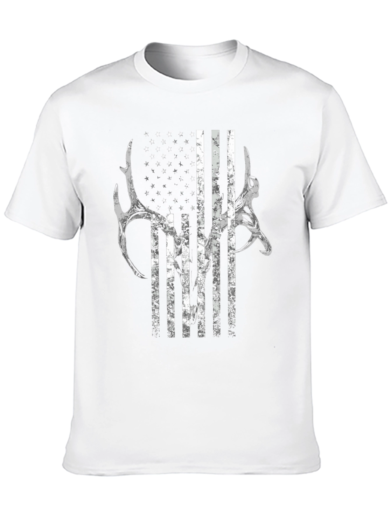 American Flag Deer Antler Graphic T-Shirt