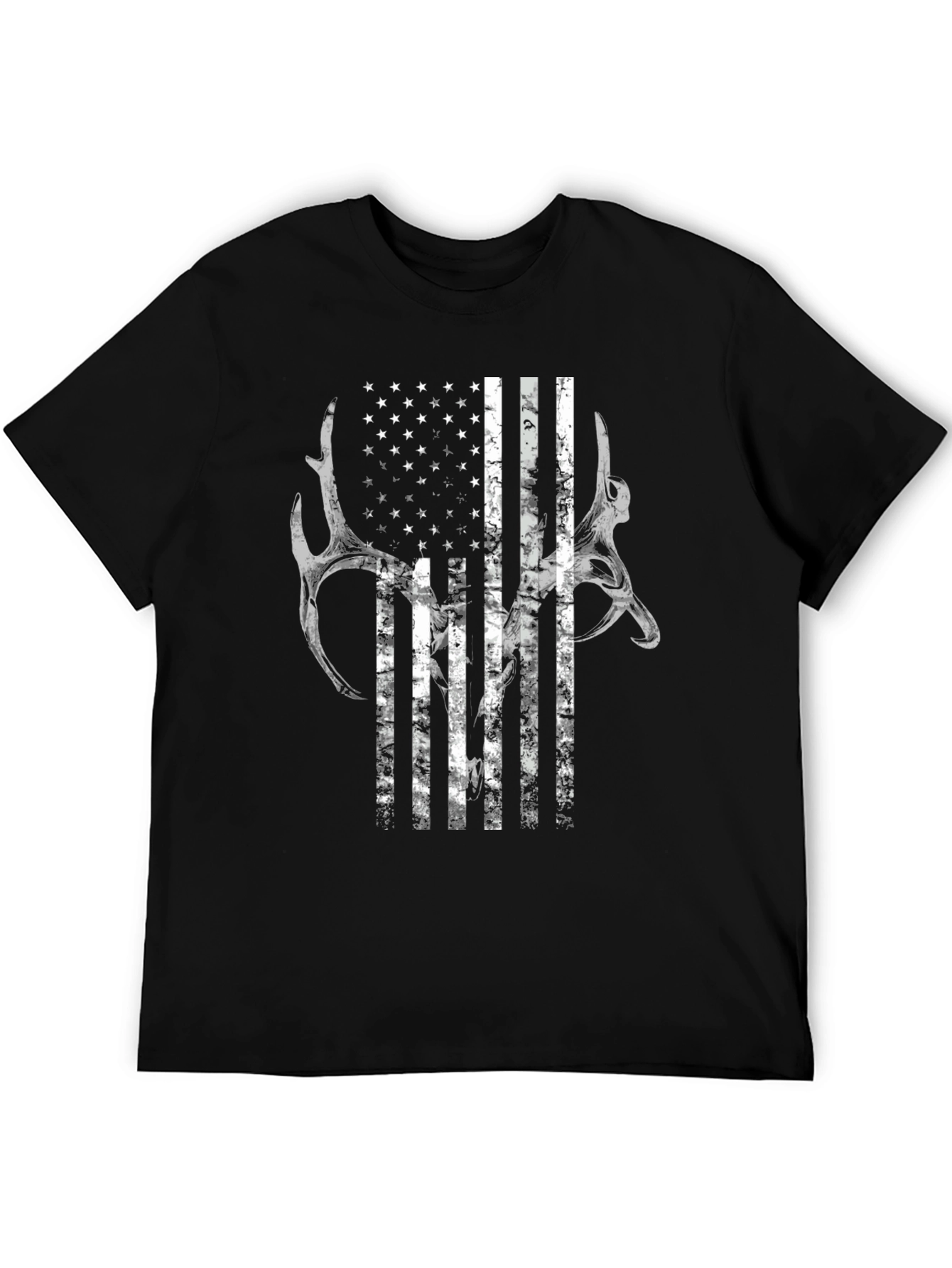American Flag Deer Antler Graphic T-Shirt