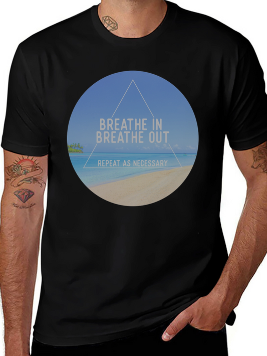 Breathe In Breathe Out Graphic T-Shirt - Relaxing Beach Design