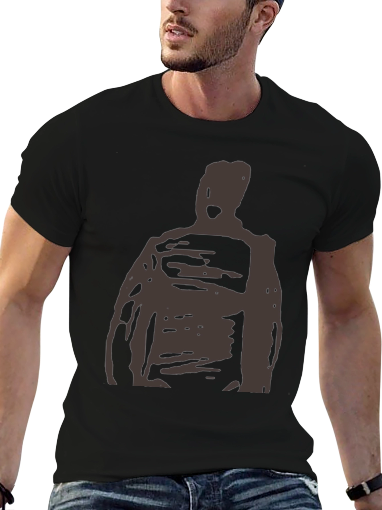 Abstract Figure Graphic T-Shirt - Black