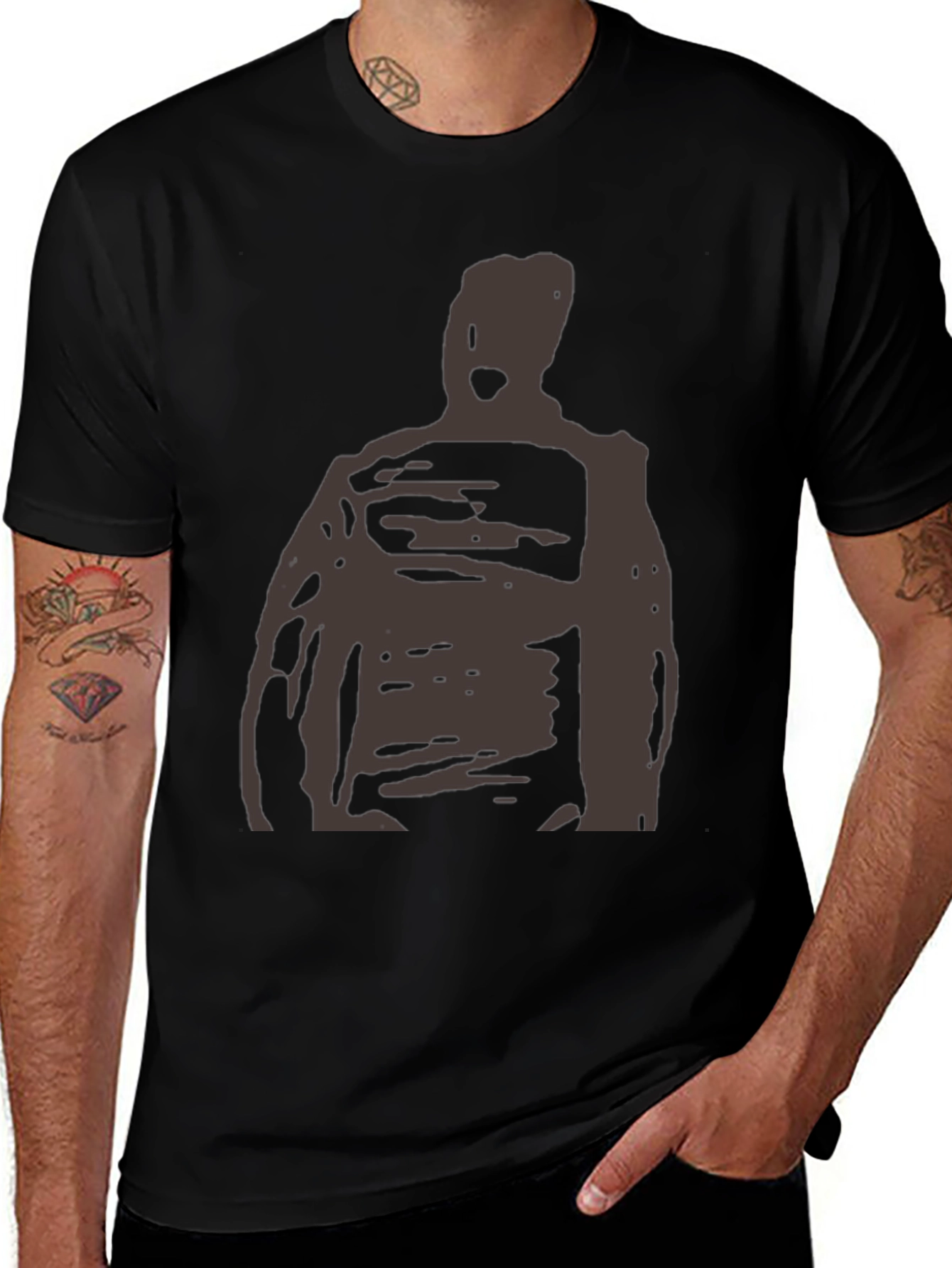 Abstract Figure Graphic T-Shirt - Black