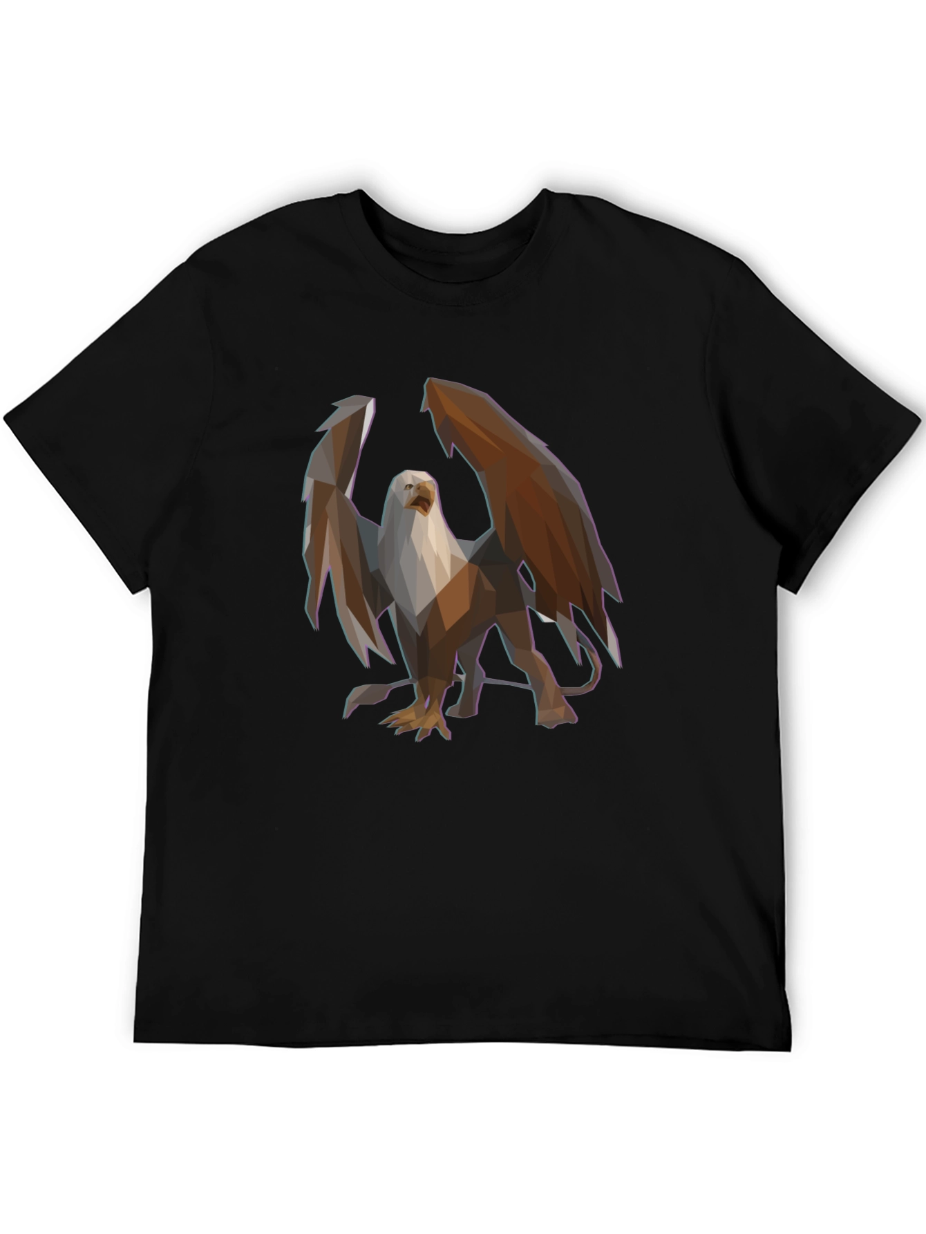 Geometric Griffin Graphic Tee - Black Cotton Blend