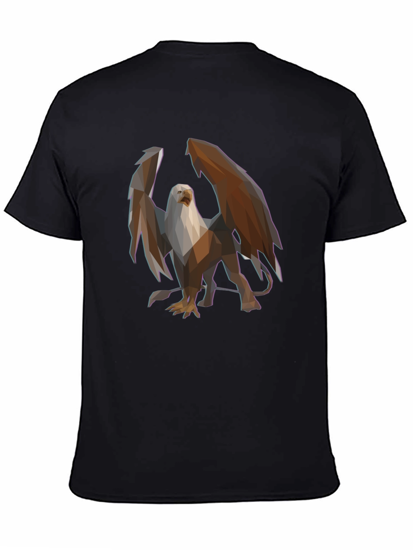 Geometric Griffin Graphic Tee - Black Cotton Blend