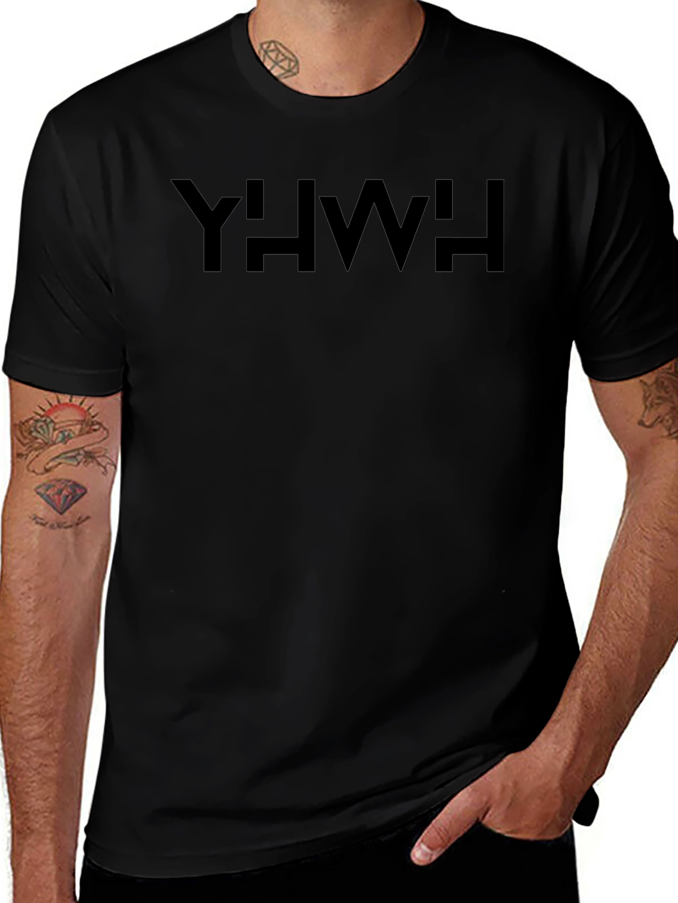 YHWH T-Shirt Black Cotton Casual Graphic Tee