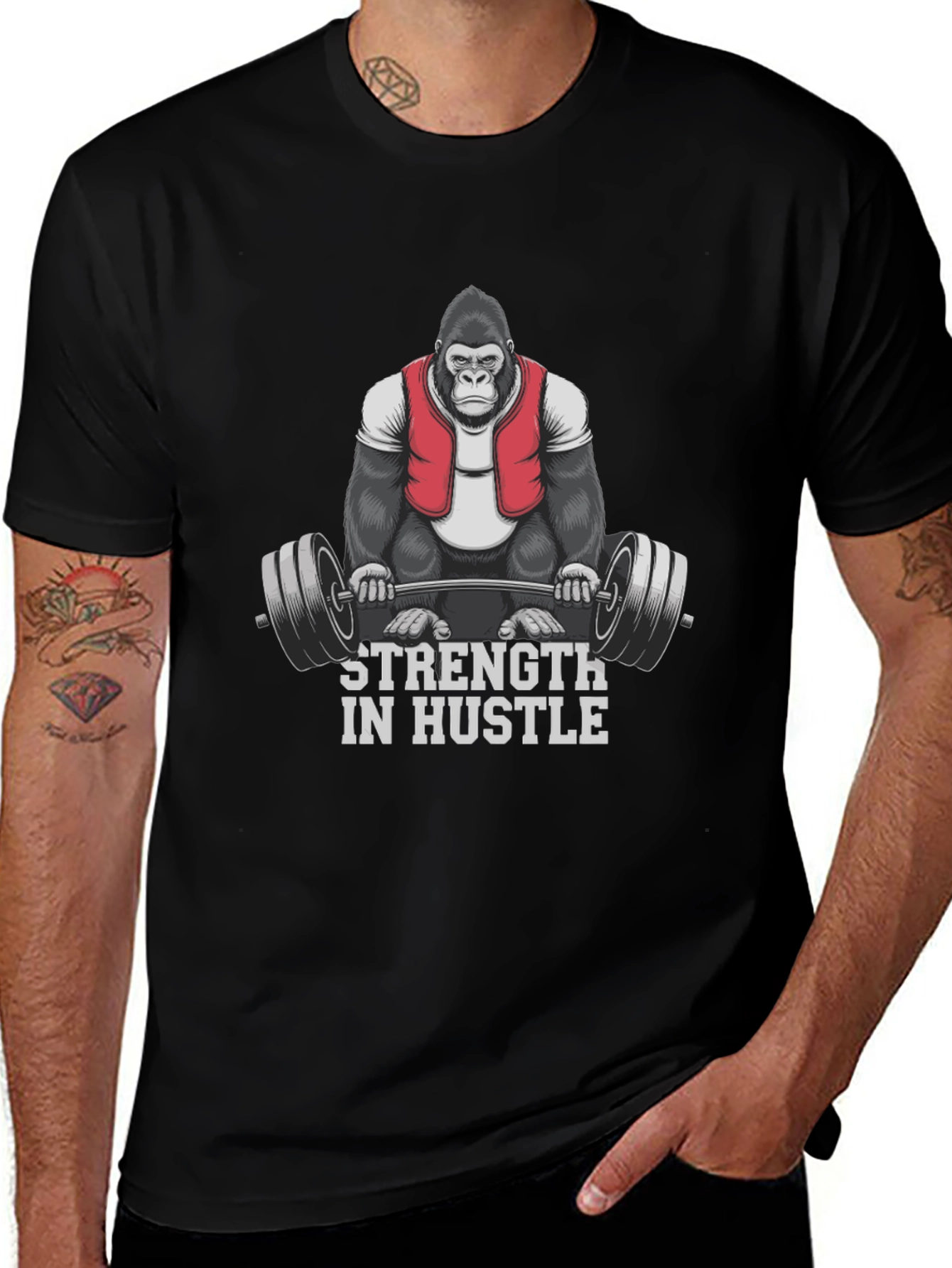 Strength in Hustle Gorilla Gym T-Shirt