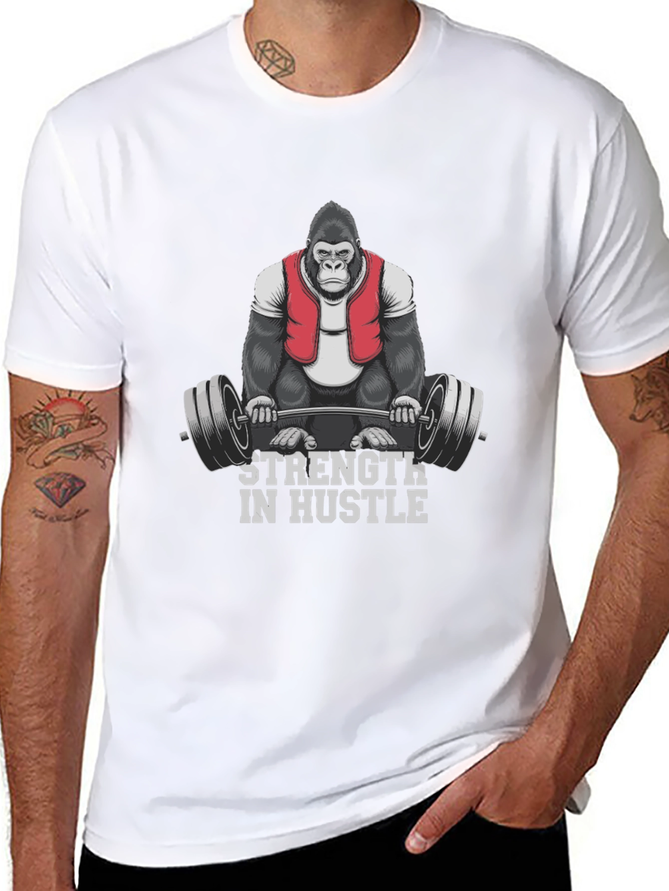 Strength in Hustle Gorilla Gym T-Shirt