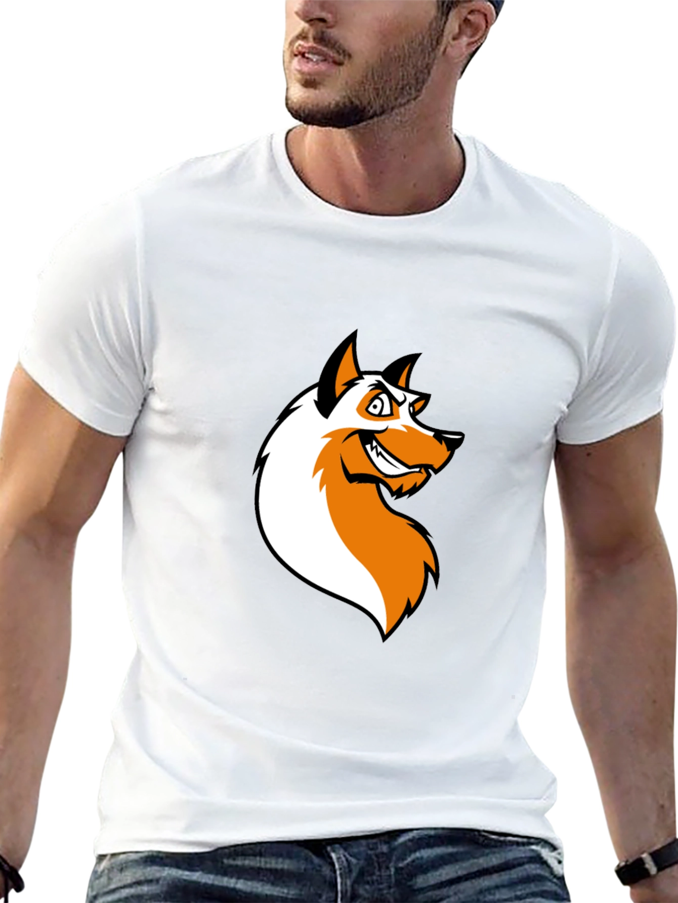 Edgy Fox Graphic Tee - Black Cotton T-Shirt
