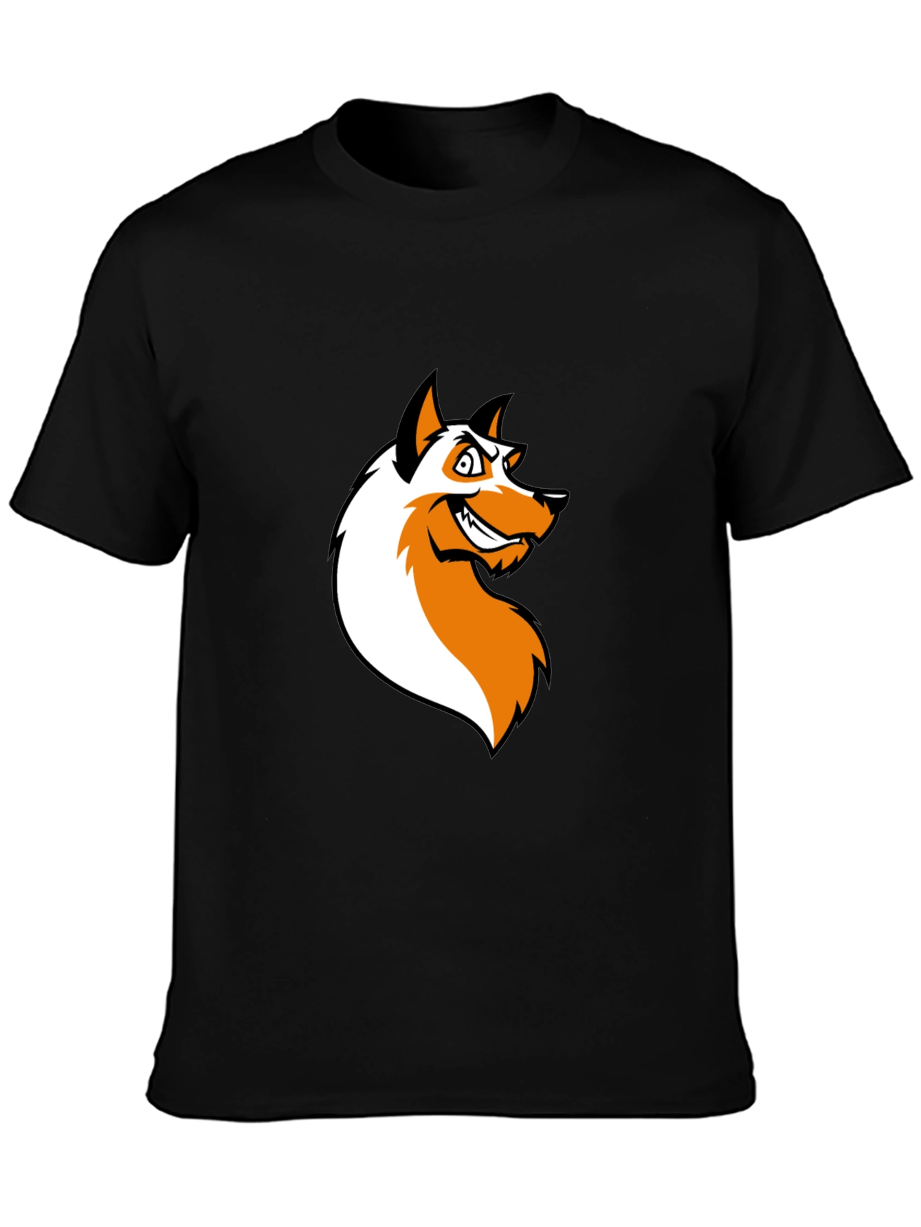 Edgy Fox Graphic Tee - Black Cotton T-Shirt
