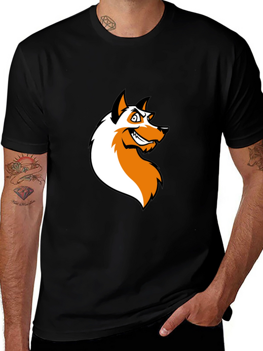 Edgy Fox Graphic Tee - Black Cotton T-Shirt