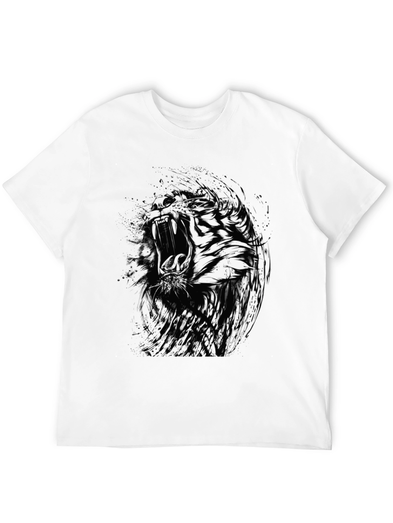 Abstract Tiger Graphic Black T-Shirt