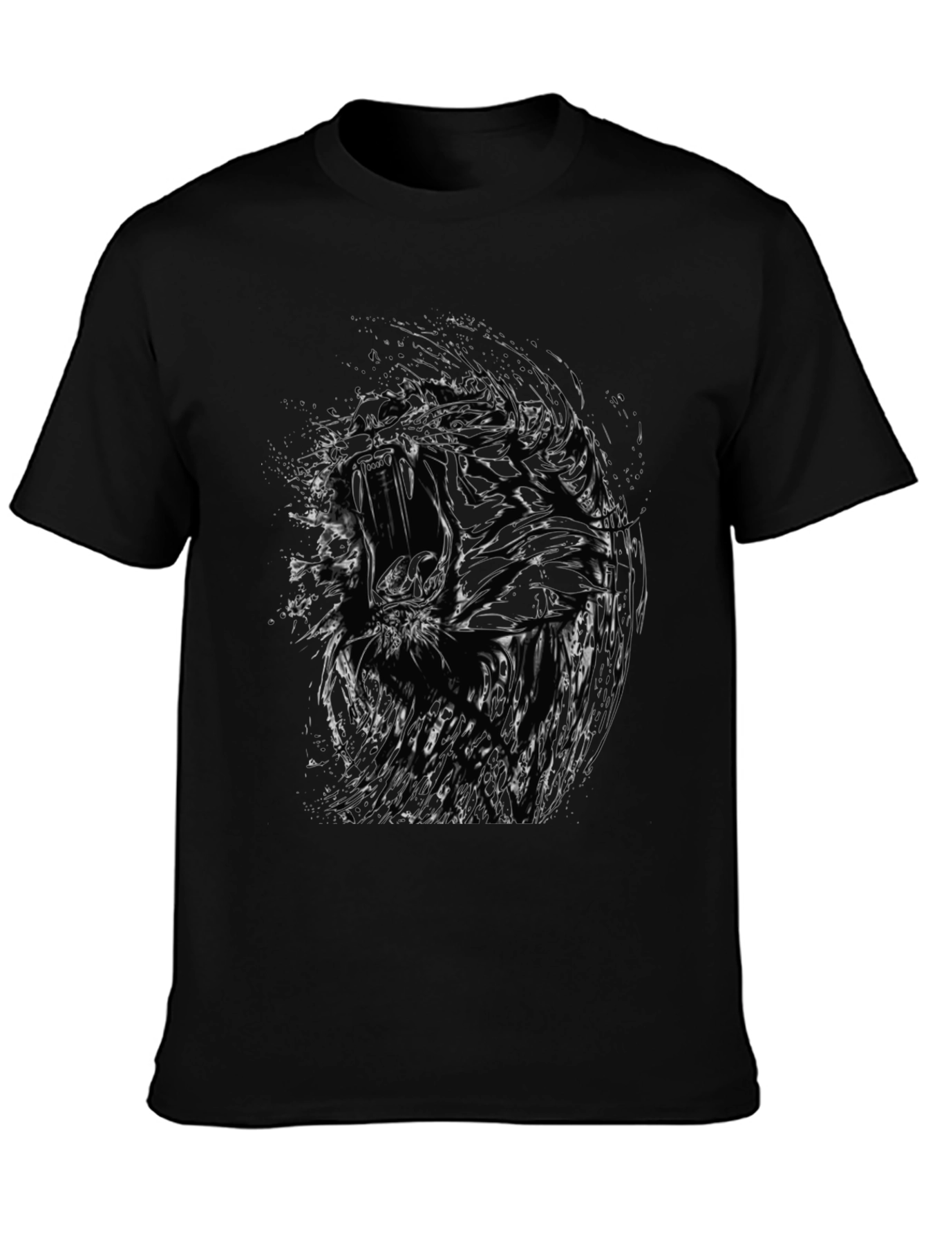 Abstract Tiger Graphic Black T-Shirt