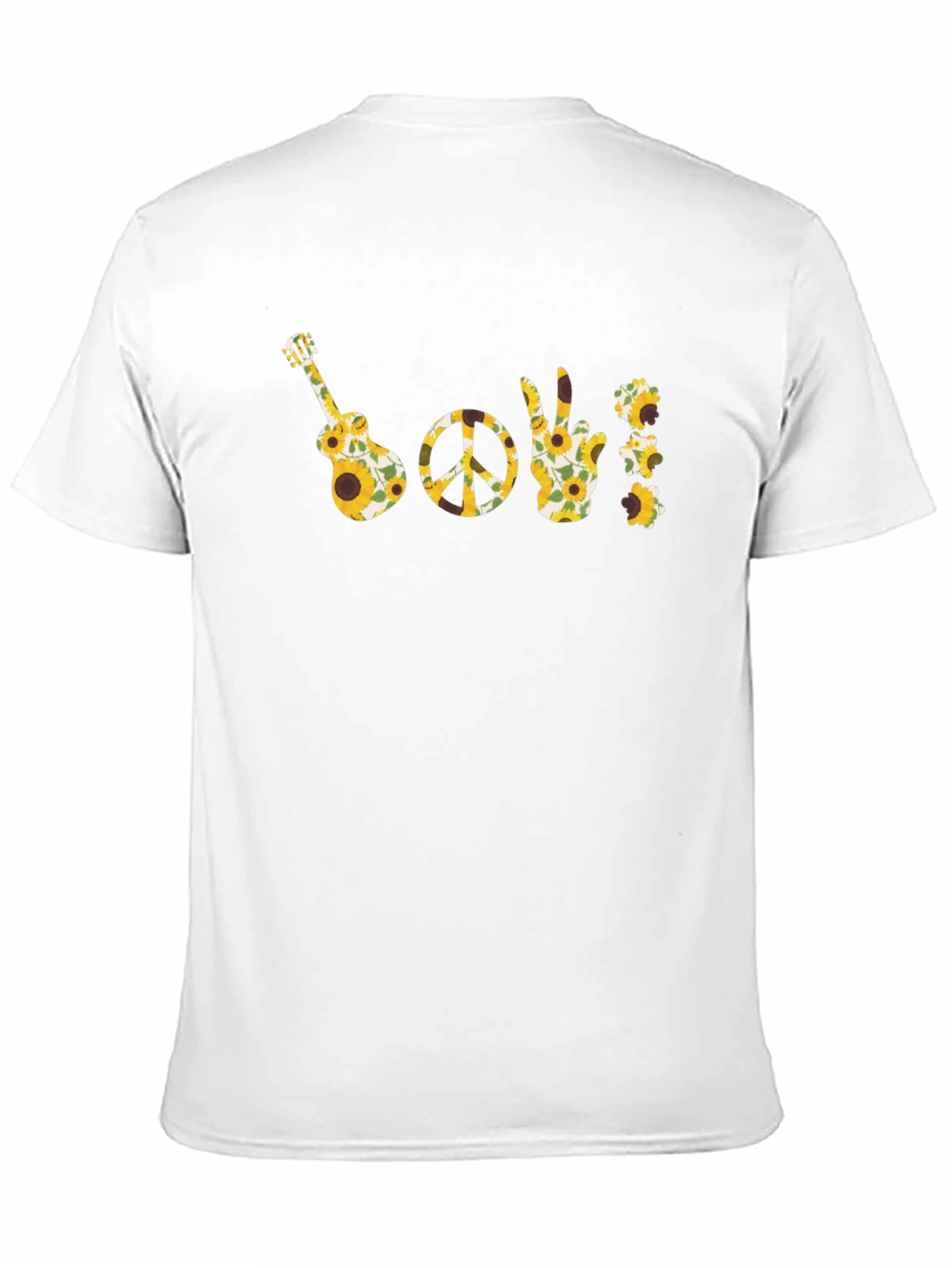 Sunflower Guitar Peace Sign T-Shirt - Black
