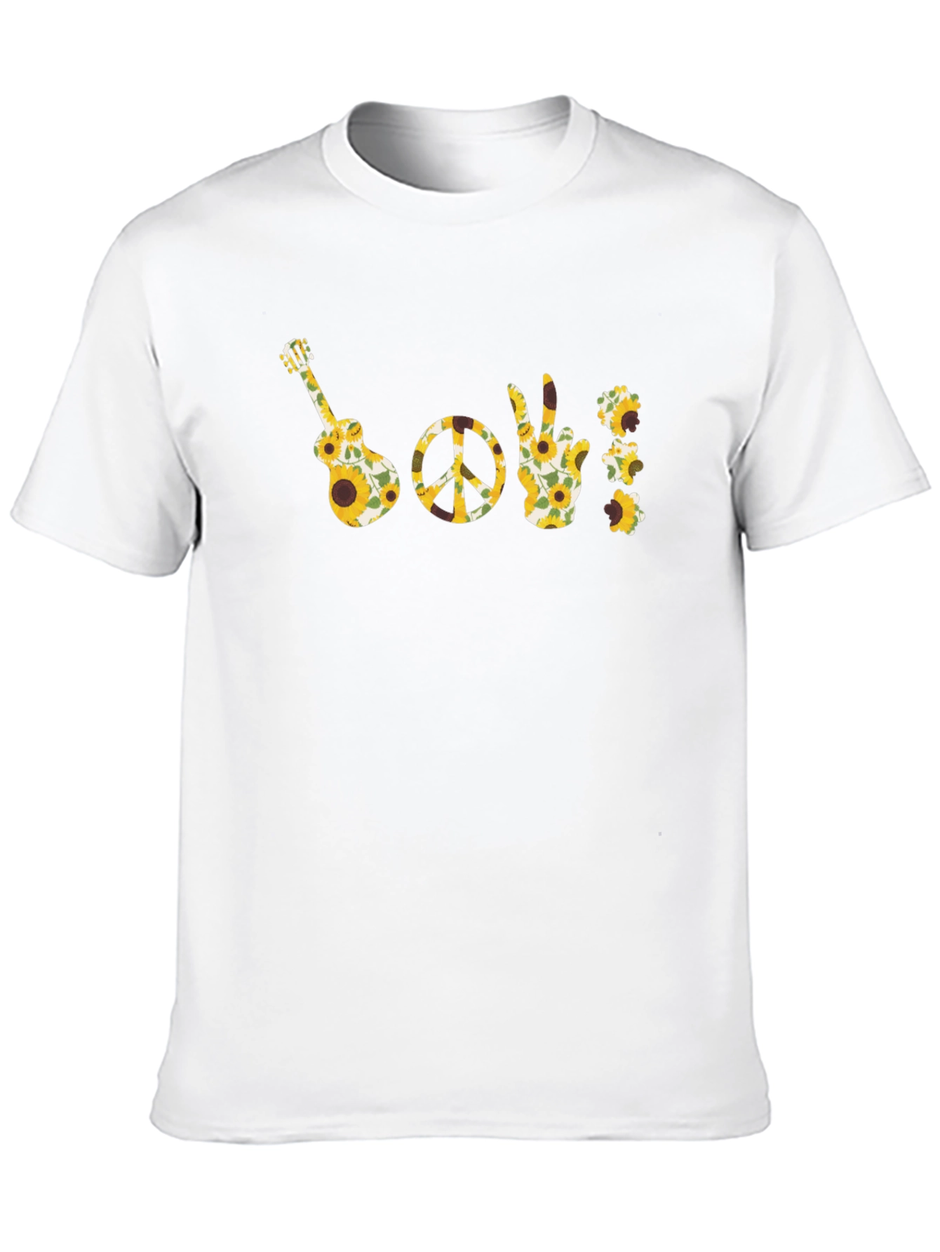 Sunflower Guitar Peace Sign T-Shirt - Black