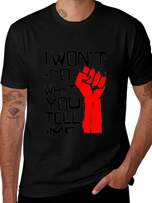 Rebellious I Wont Graphic Tee - Black