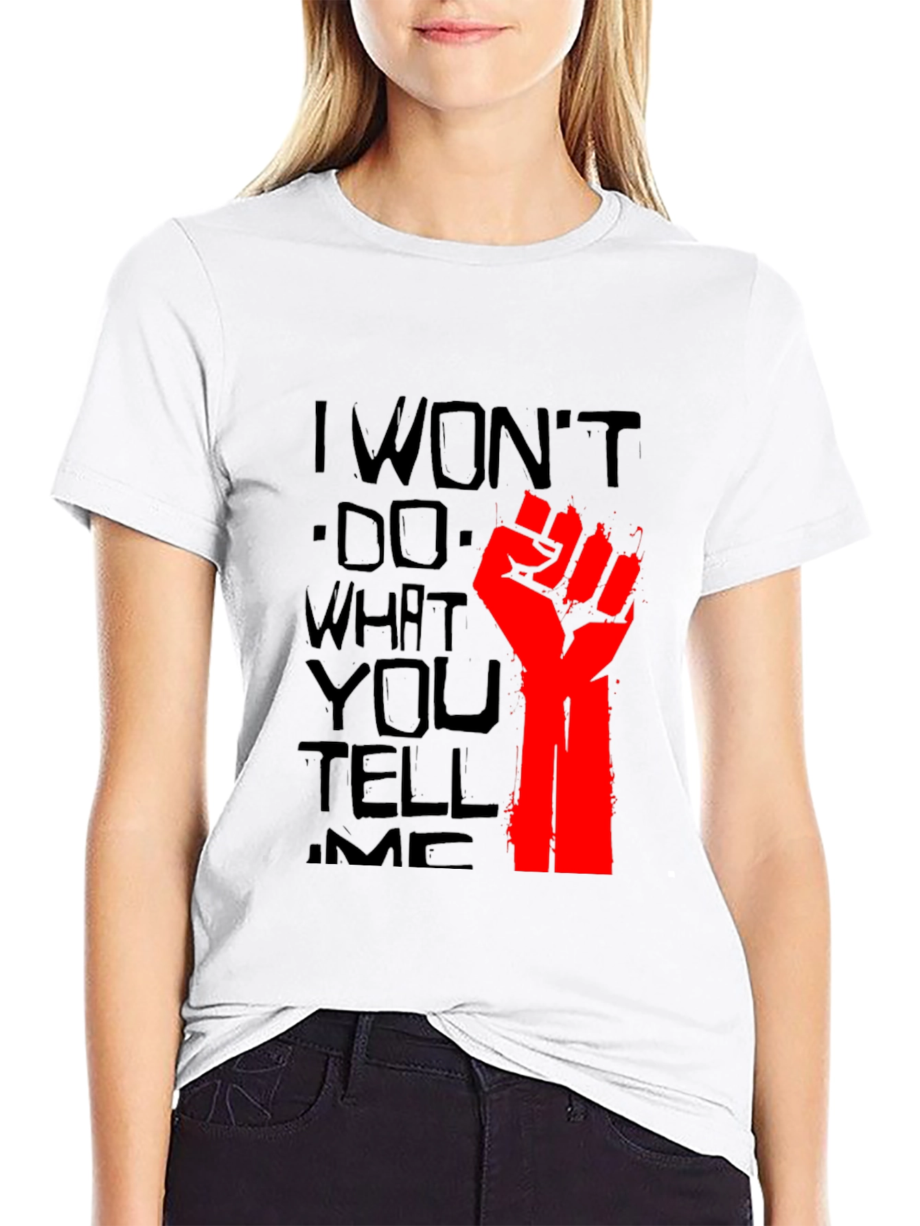 Rebellious I Wont Graphic Tee - Black