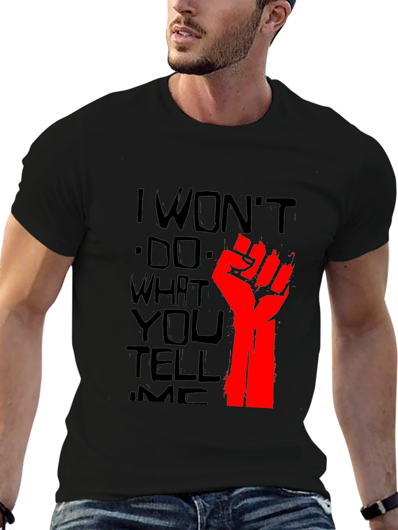 Rebellious I Wont Graphic Tee - Black
