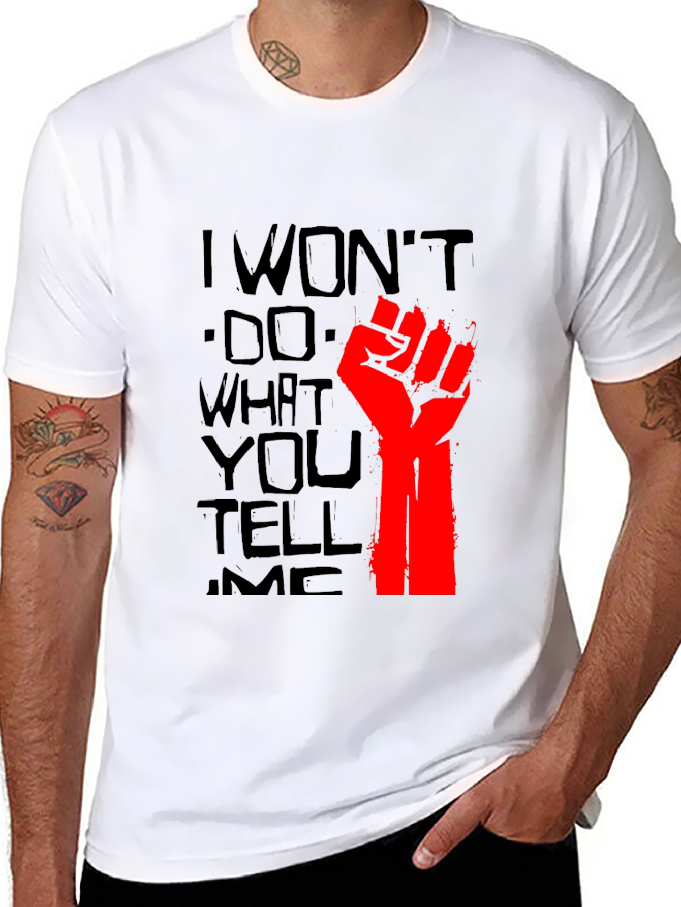 Rebellious I Wont Graphic Tee - Black