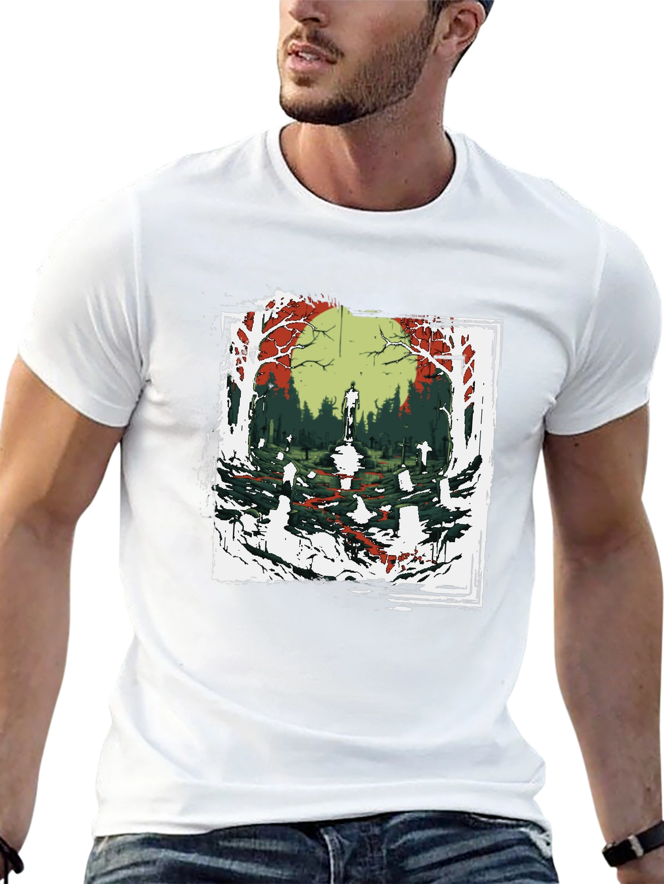Zombie Graveyard Graphic Tee - Black