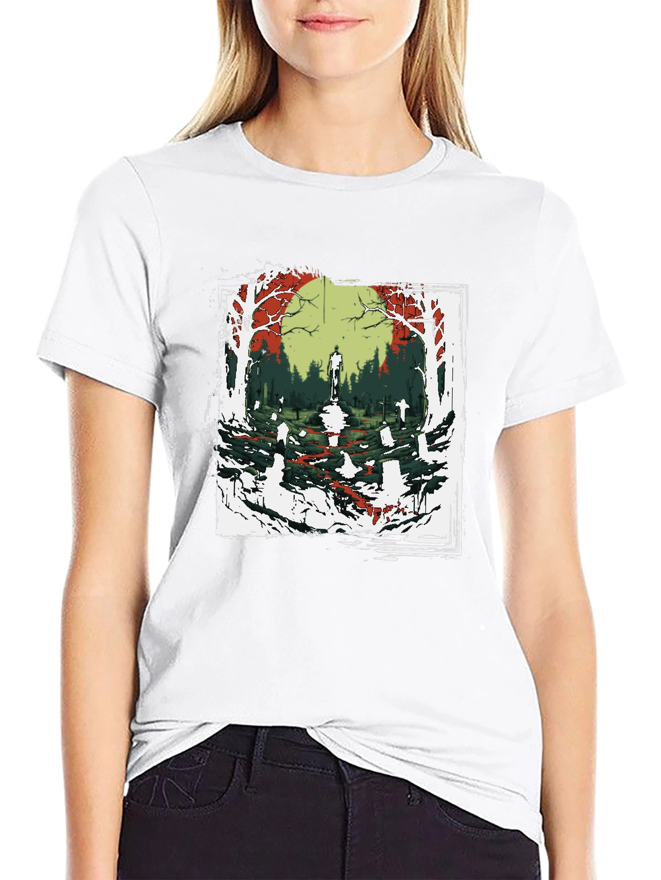 Zombie Graveyard Graphic Tee - Black