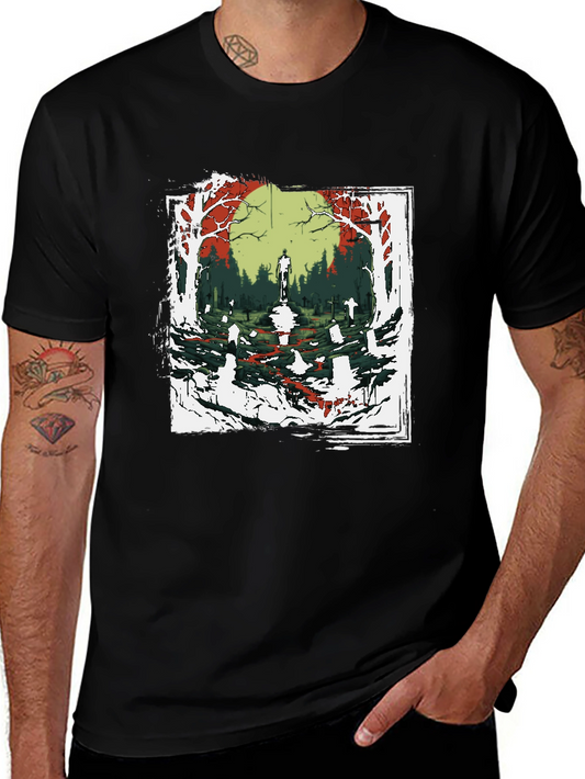 Zombie Graveyard Graphic Tee - Black