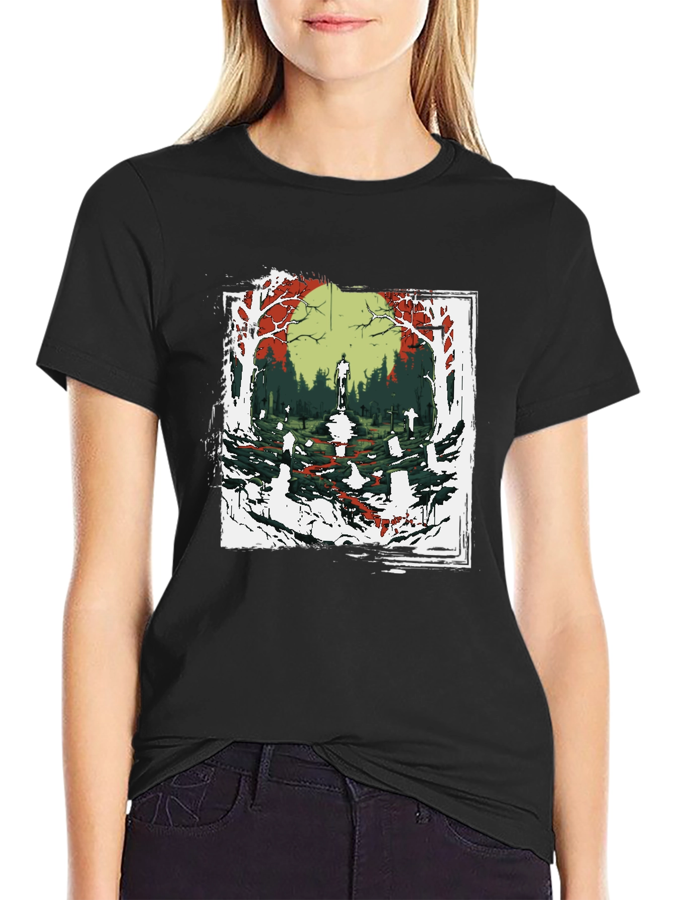 Zombie Graveyard Graphic Tee - Black