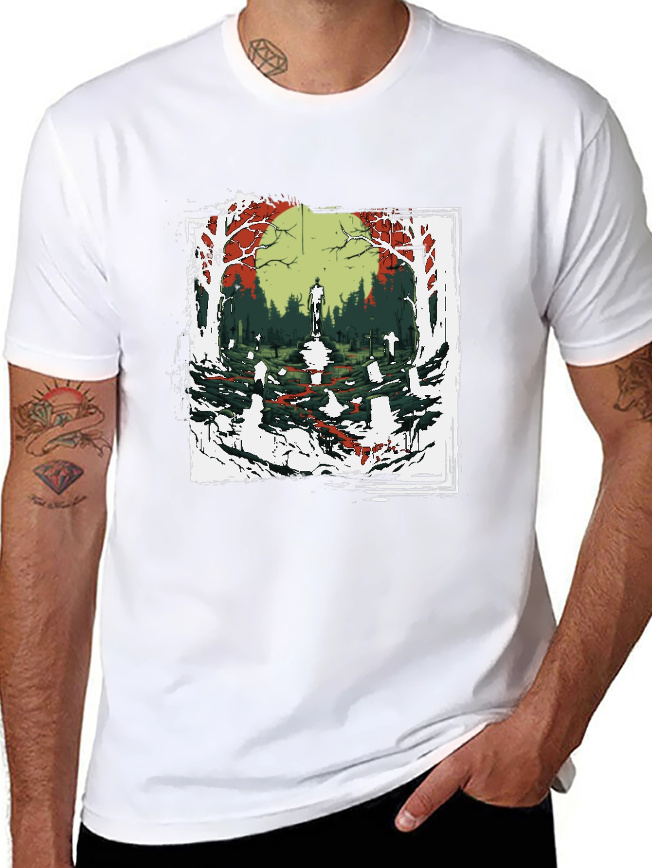 Zombie Graveyard Graphic Tee - Black