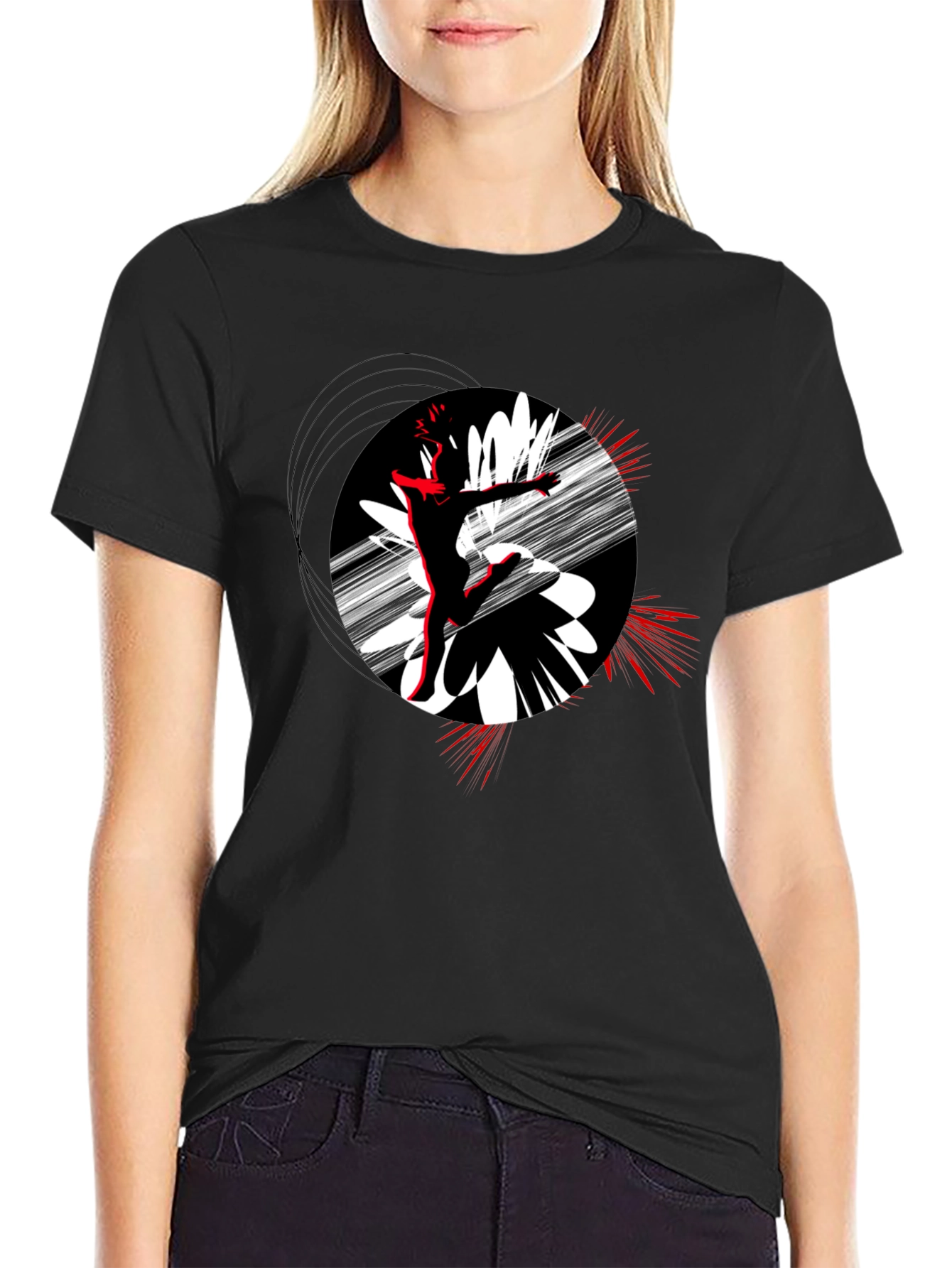 Abstract Dance T-Shirt - Black Cotton Tee