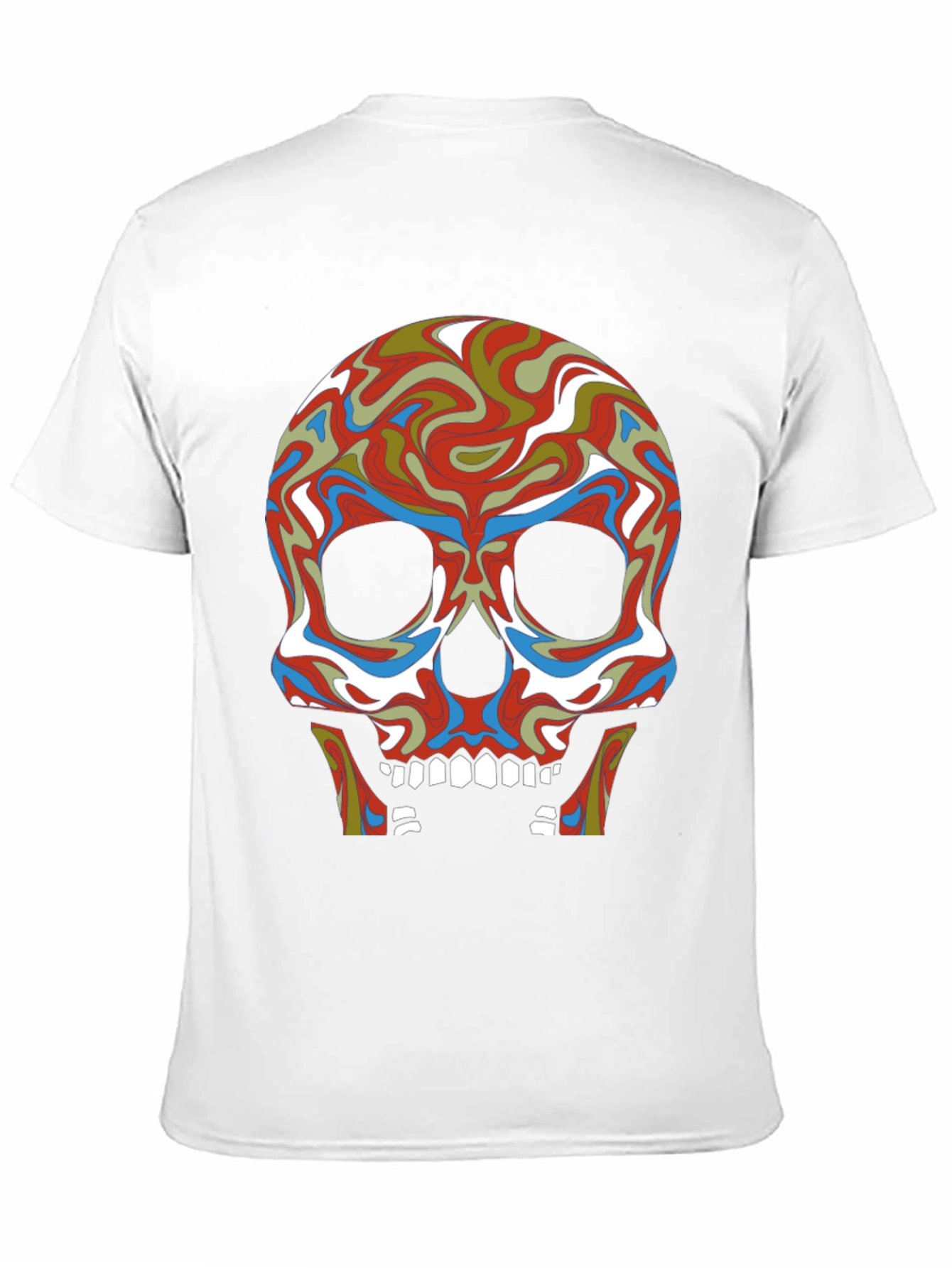 Psychedelic Skull Graphic Tee - Black Cotton T-Shirt