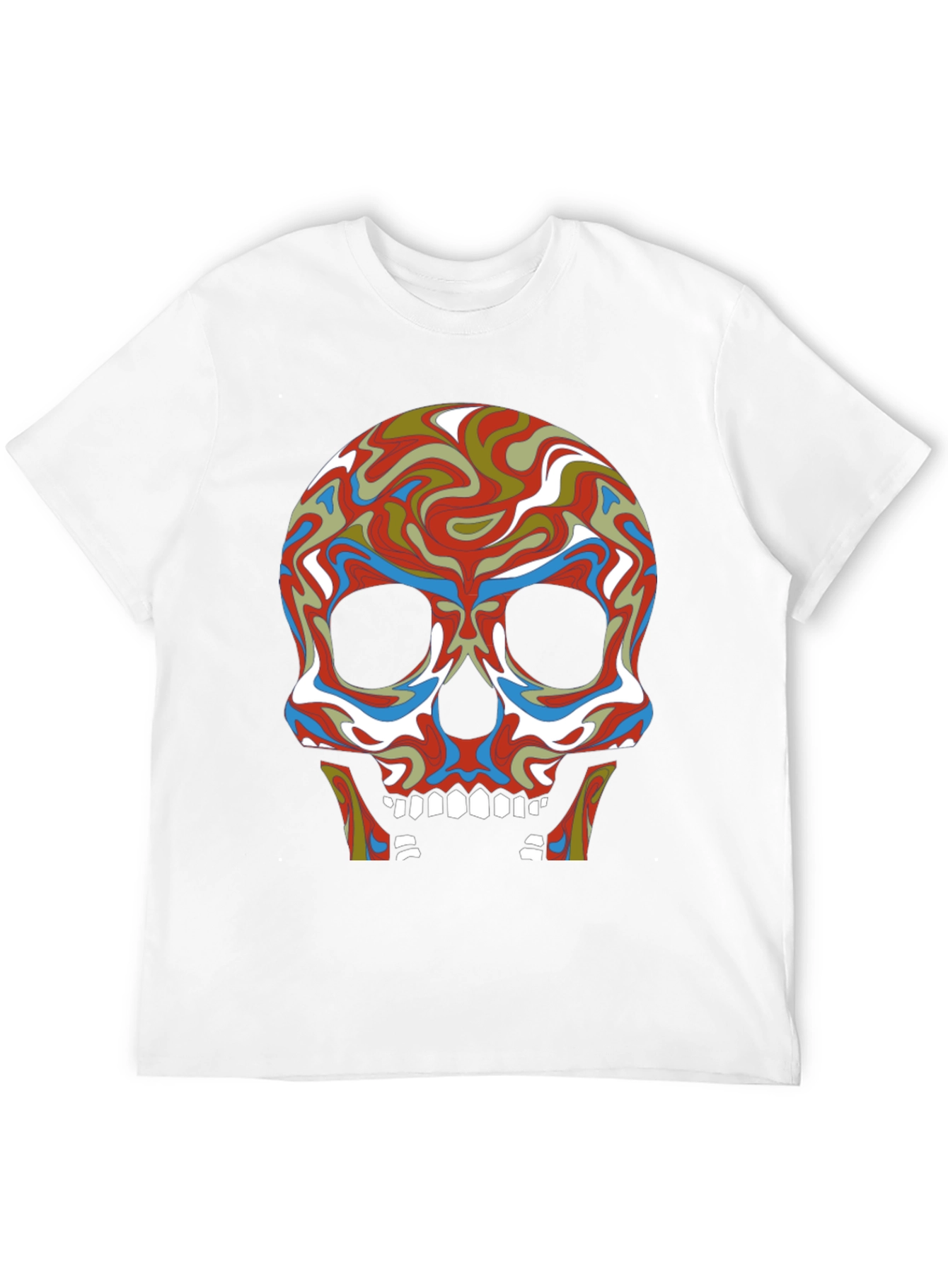 Psychedelic Skull Graphic Tee - Black Cotton T-Shirt