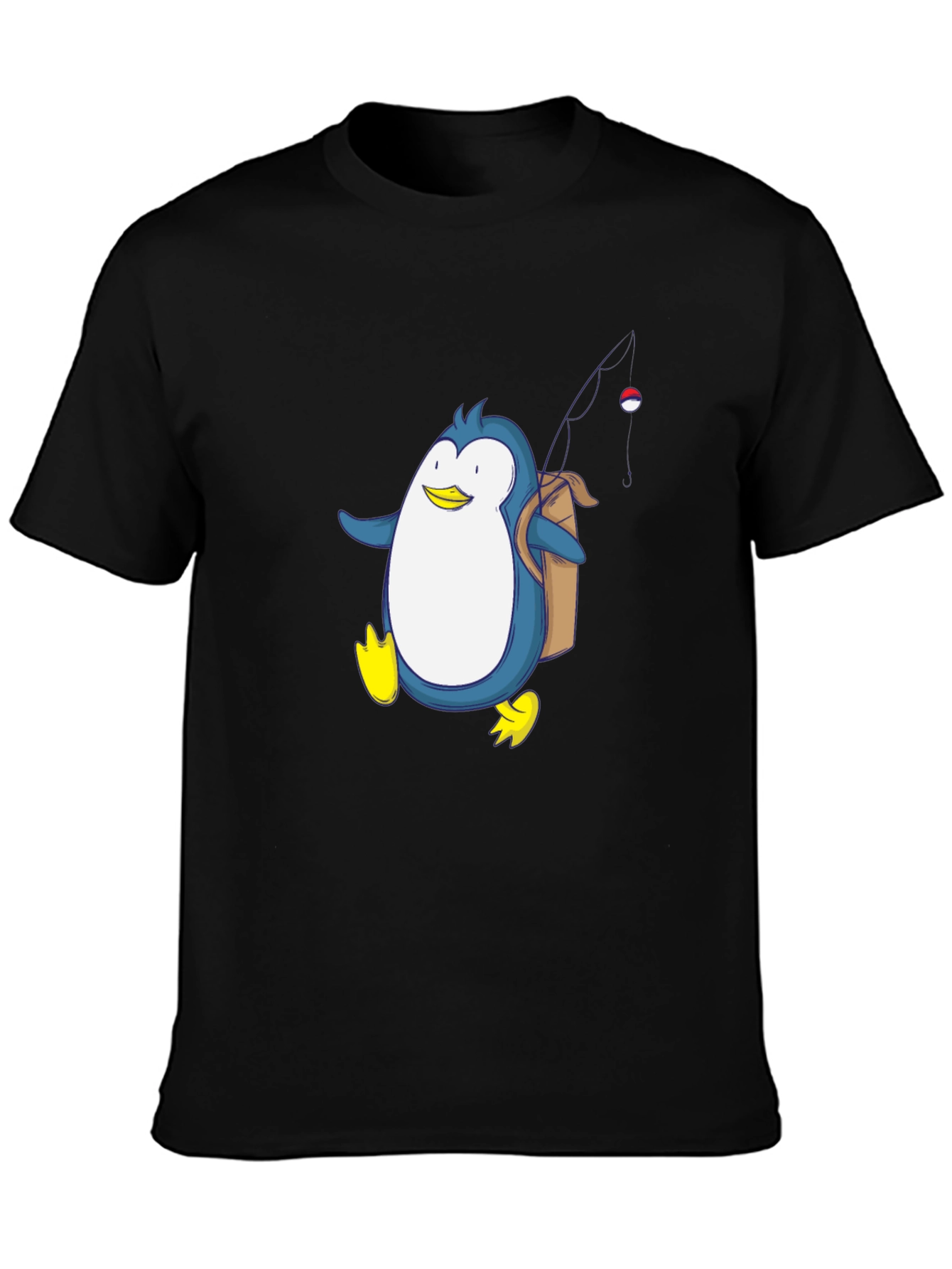 Penguin Fishing Trip T-Shirt - Fun Cartoon Design