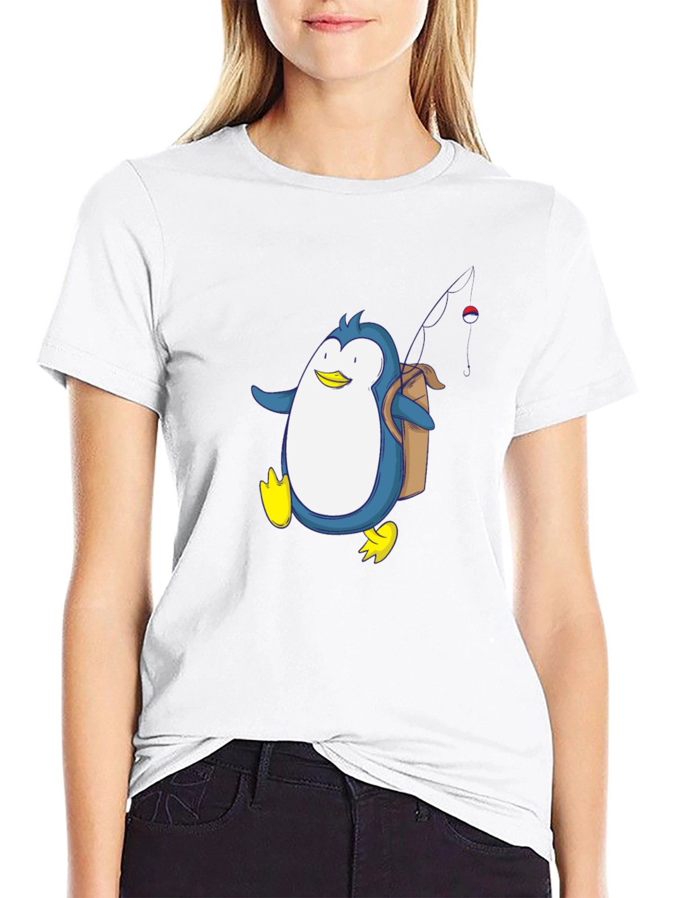 Penguin Fishing Trip T-Shirt - Fun Cartoon Design